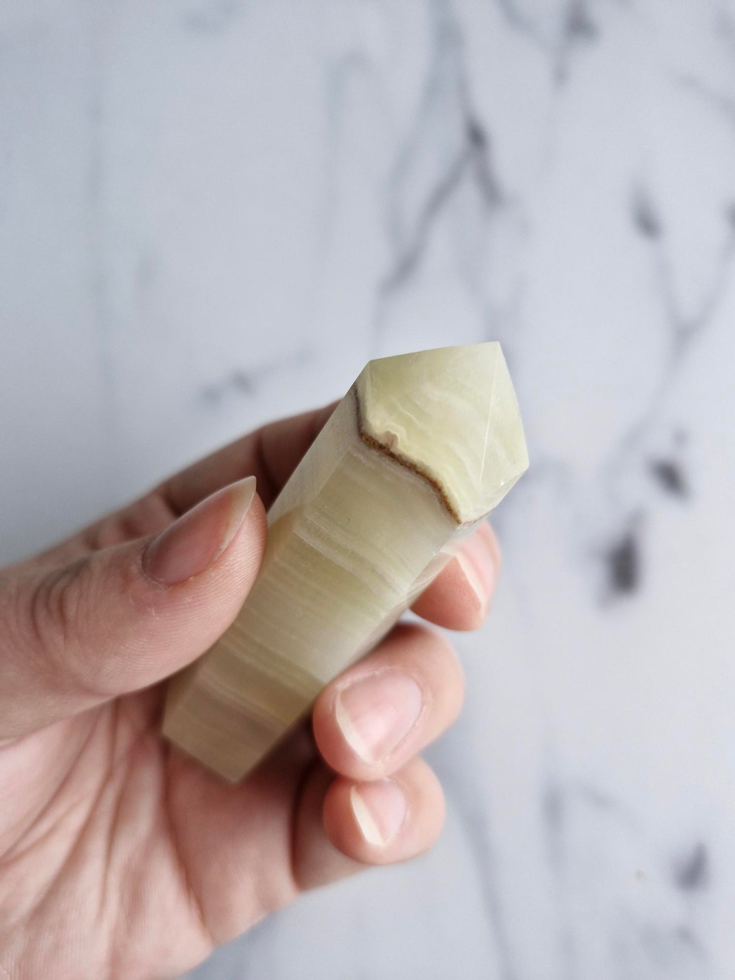 Banded Pistachio Calcite Tower