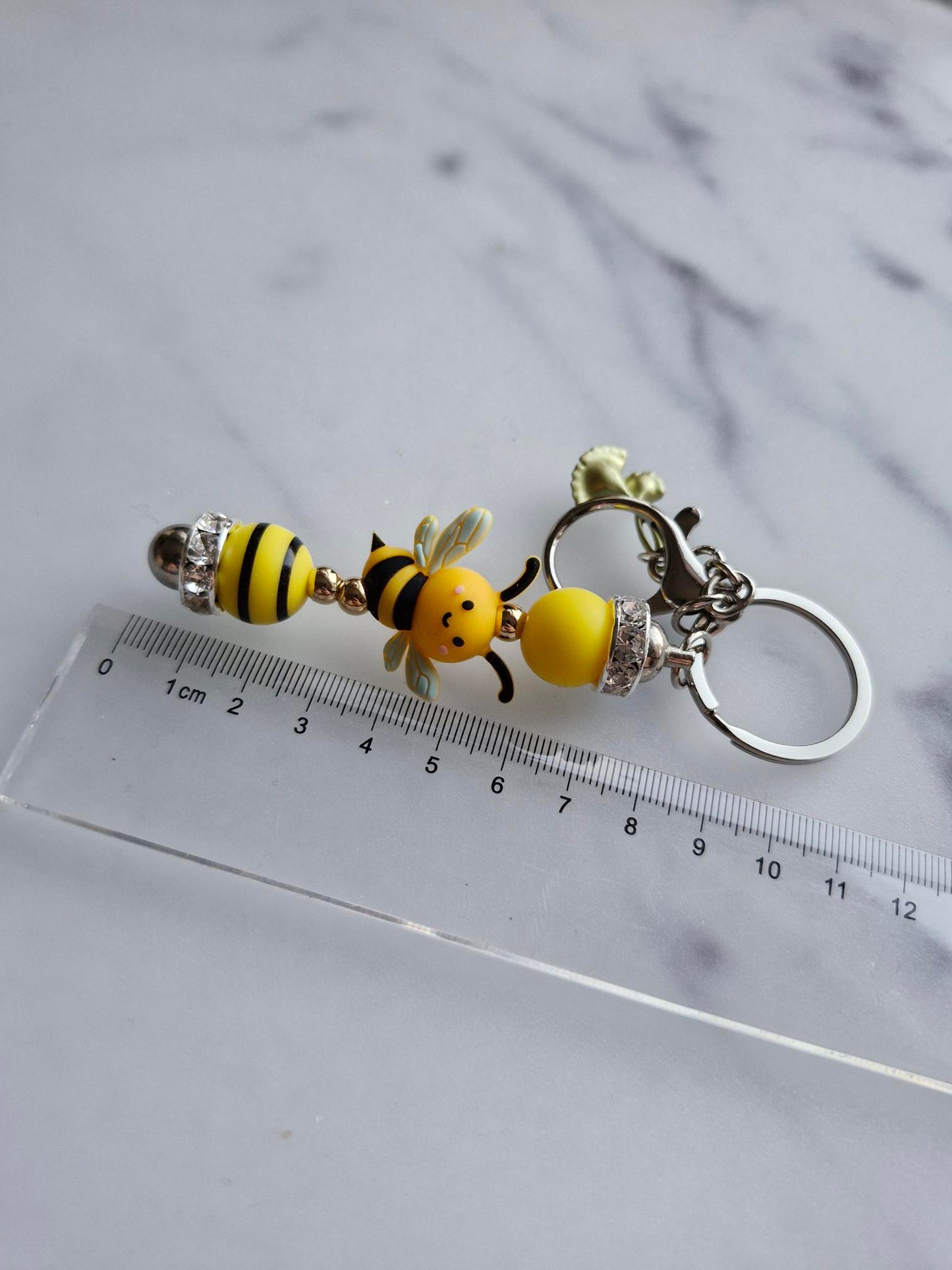Keychain Silver - Yellow Bee