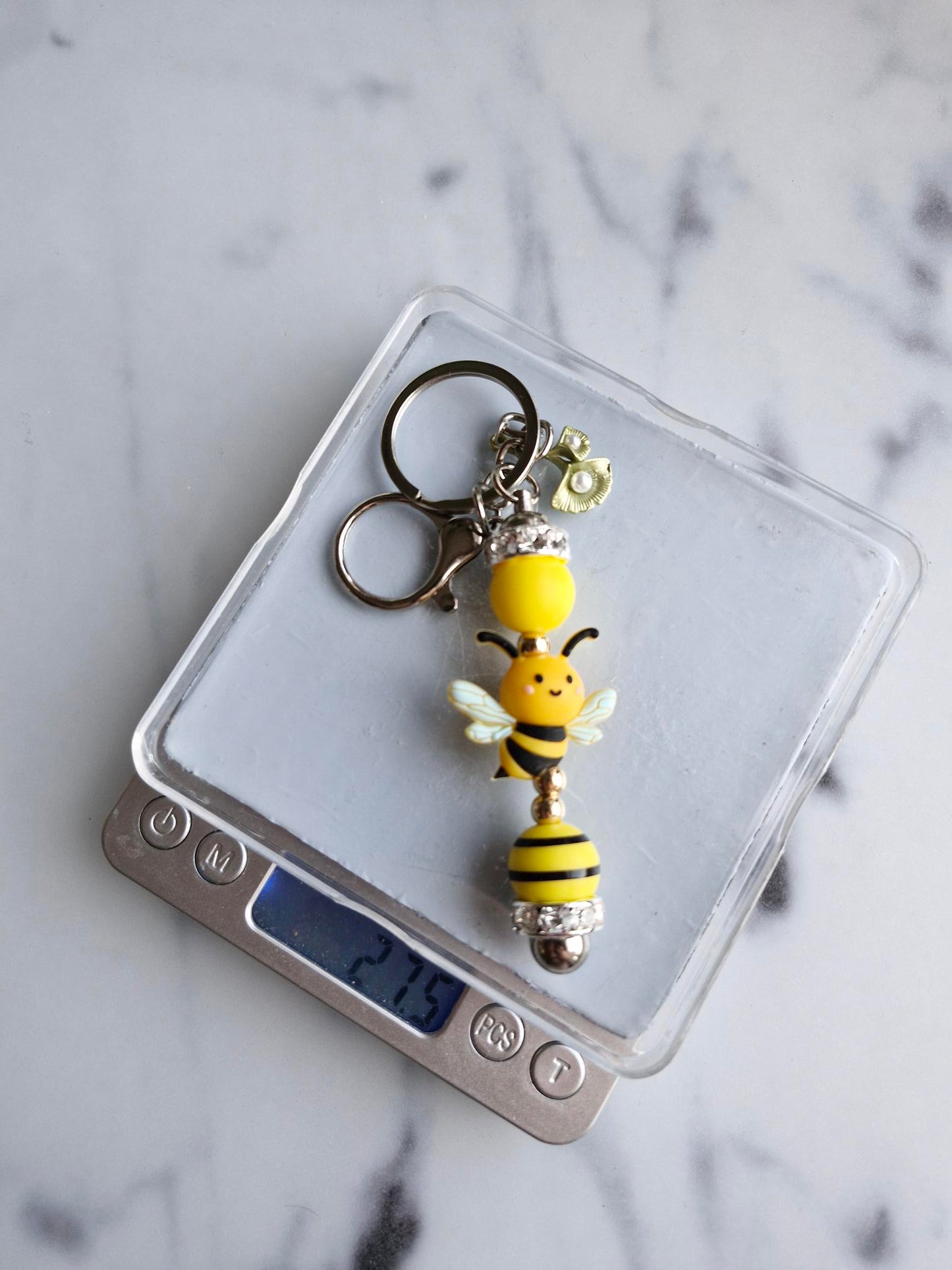 Keychain Silver - Yellow Bee