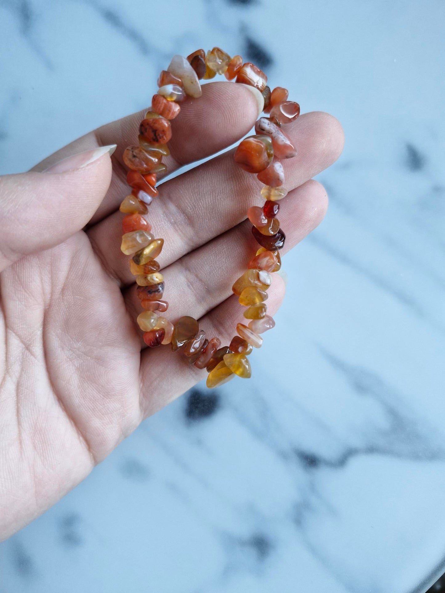 Carnelian Crystal Chip Bracelet