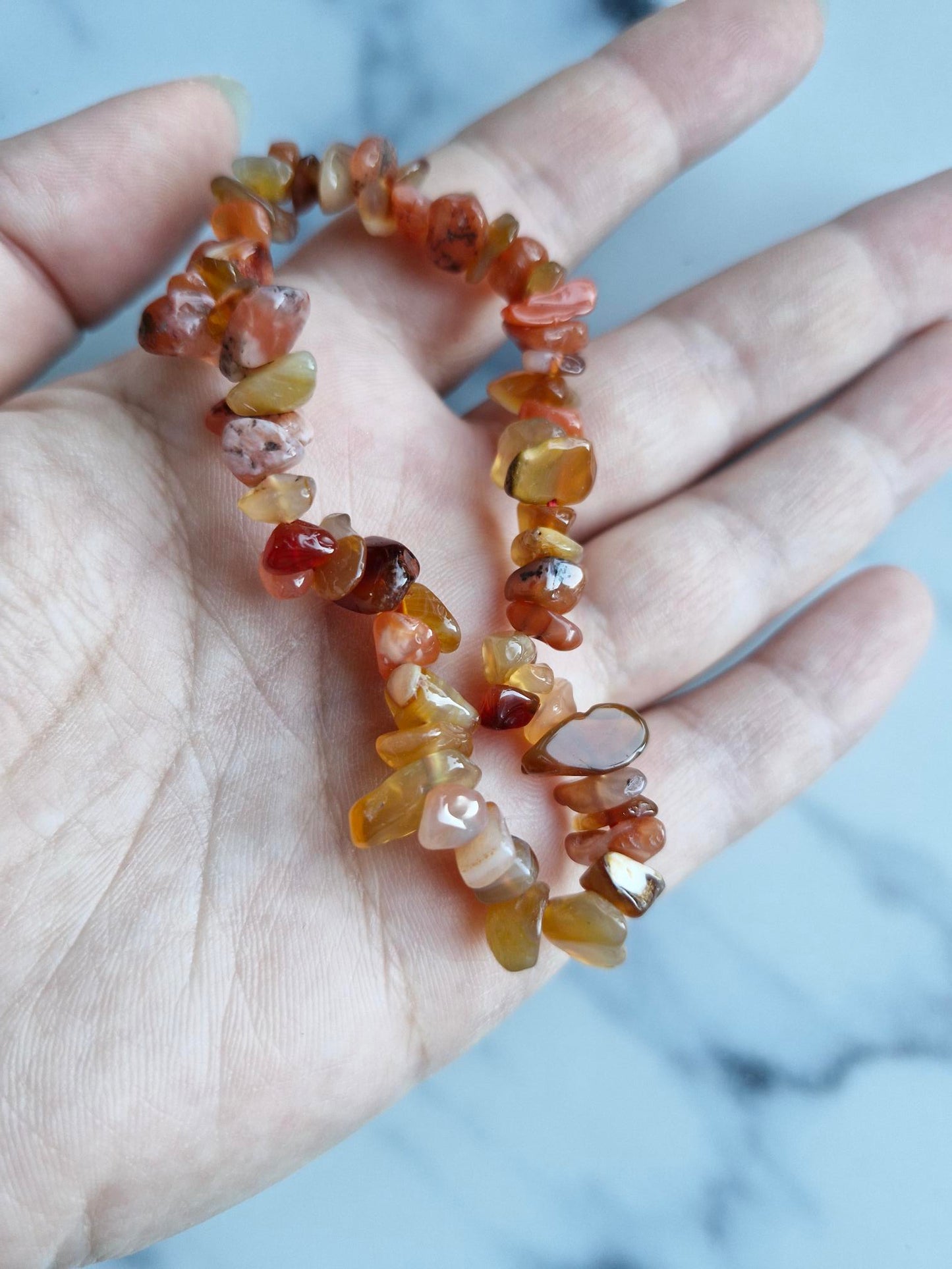 Carnelian Crystal Chip Bracelet