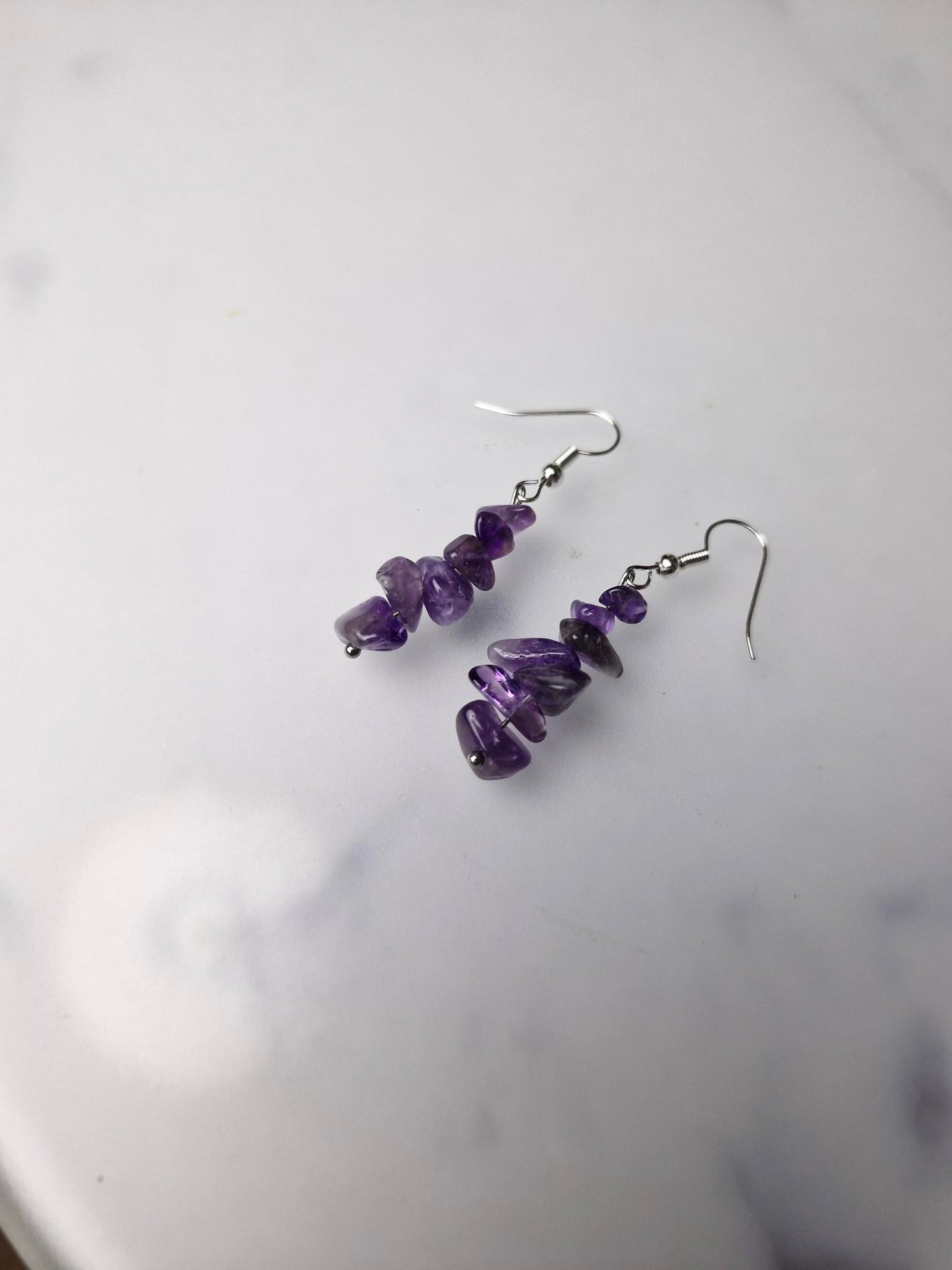 Stainless Steel Silver "Amethyst" Earrings