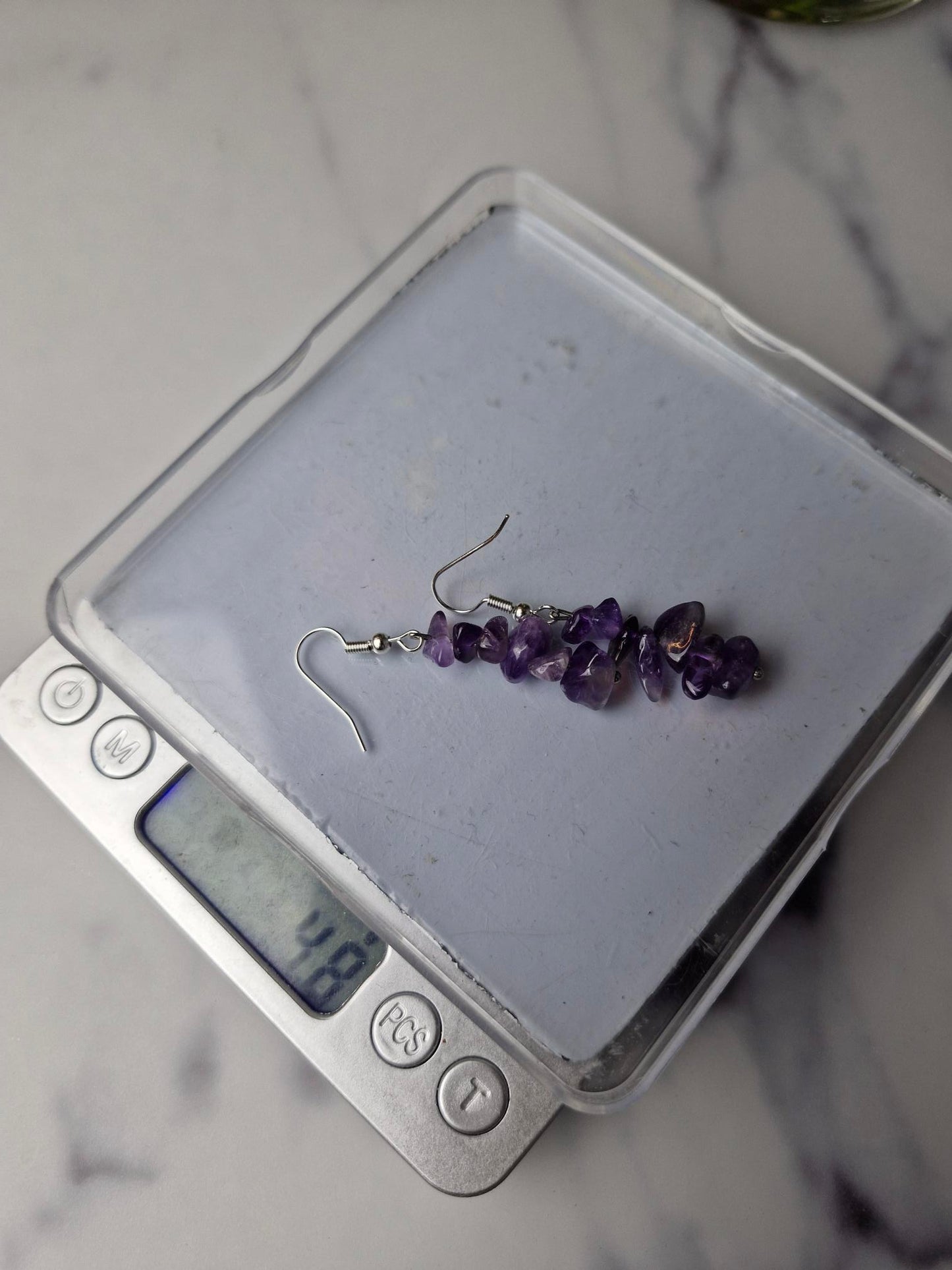 Stainless Steel Silver "Amethyst" Earrings