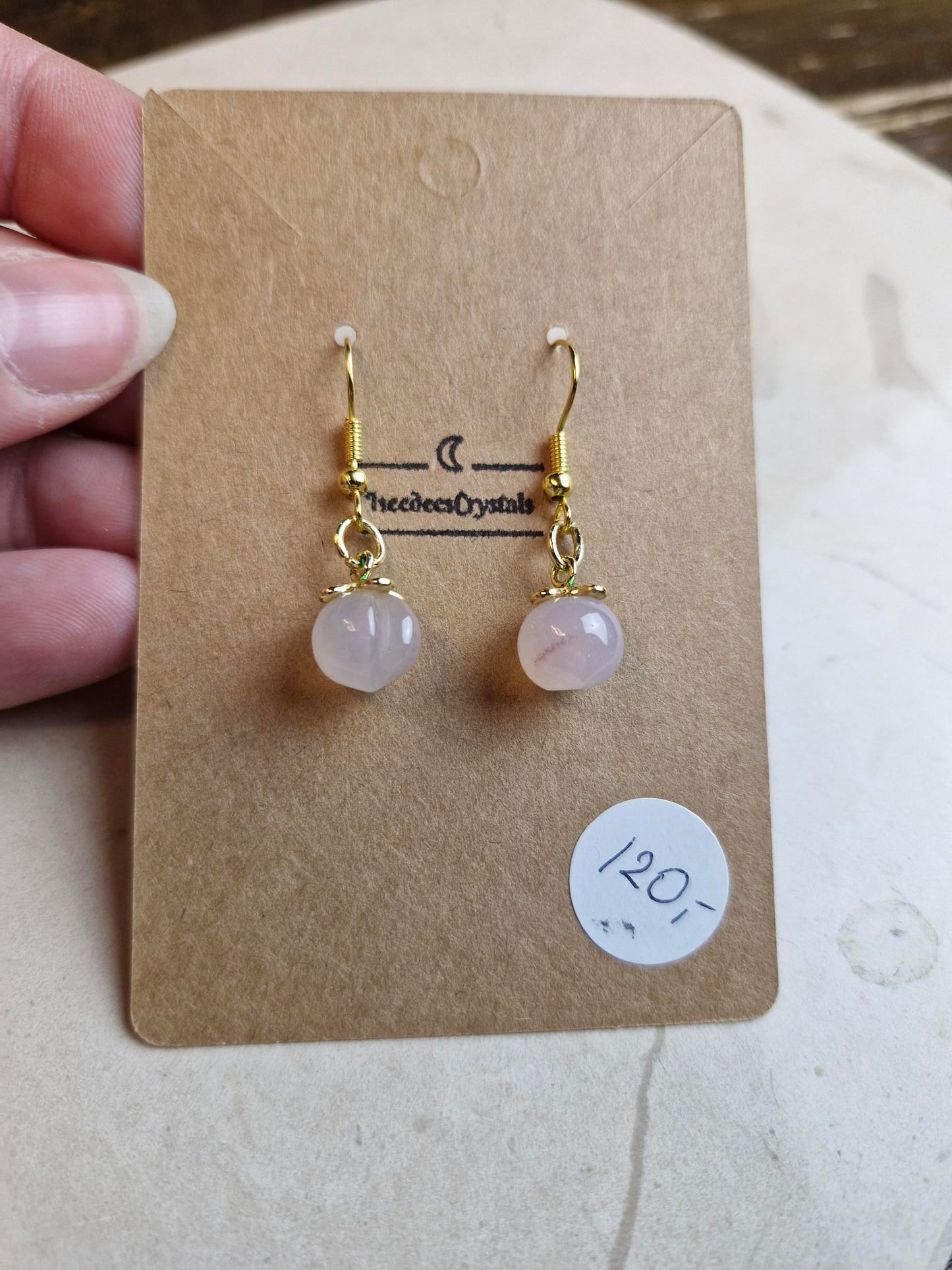 Stainless Steel Gold "Yanyuan Agate Peach" Earrings