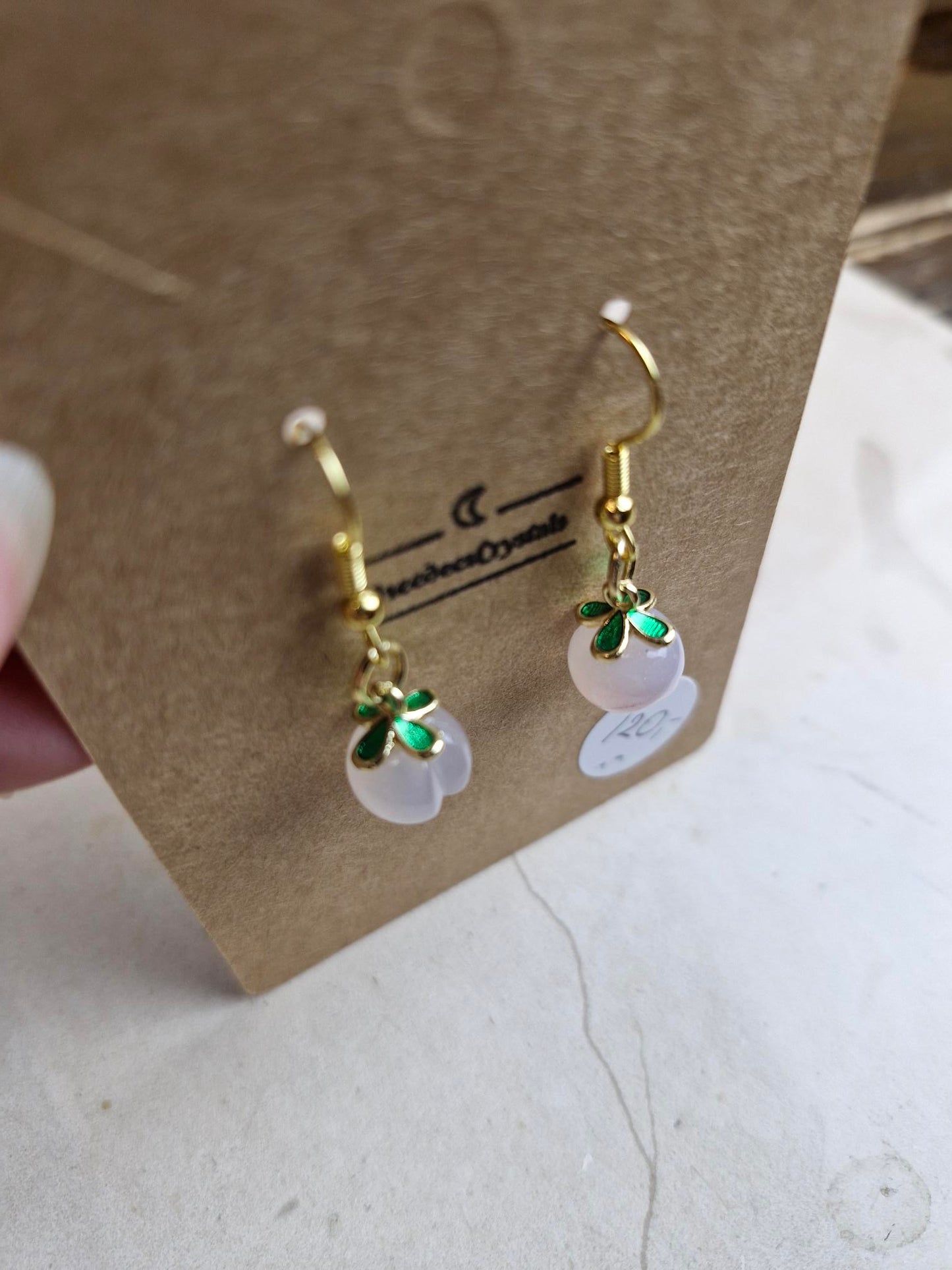 Stainless Steel Gold "Yanyuan Agate Peach" Earrings