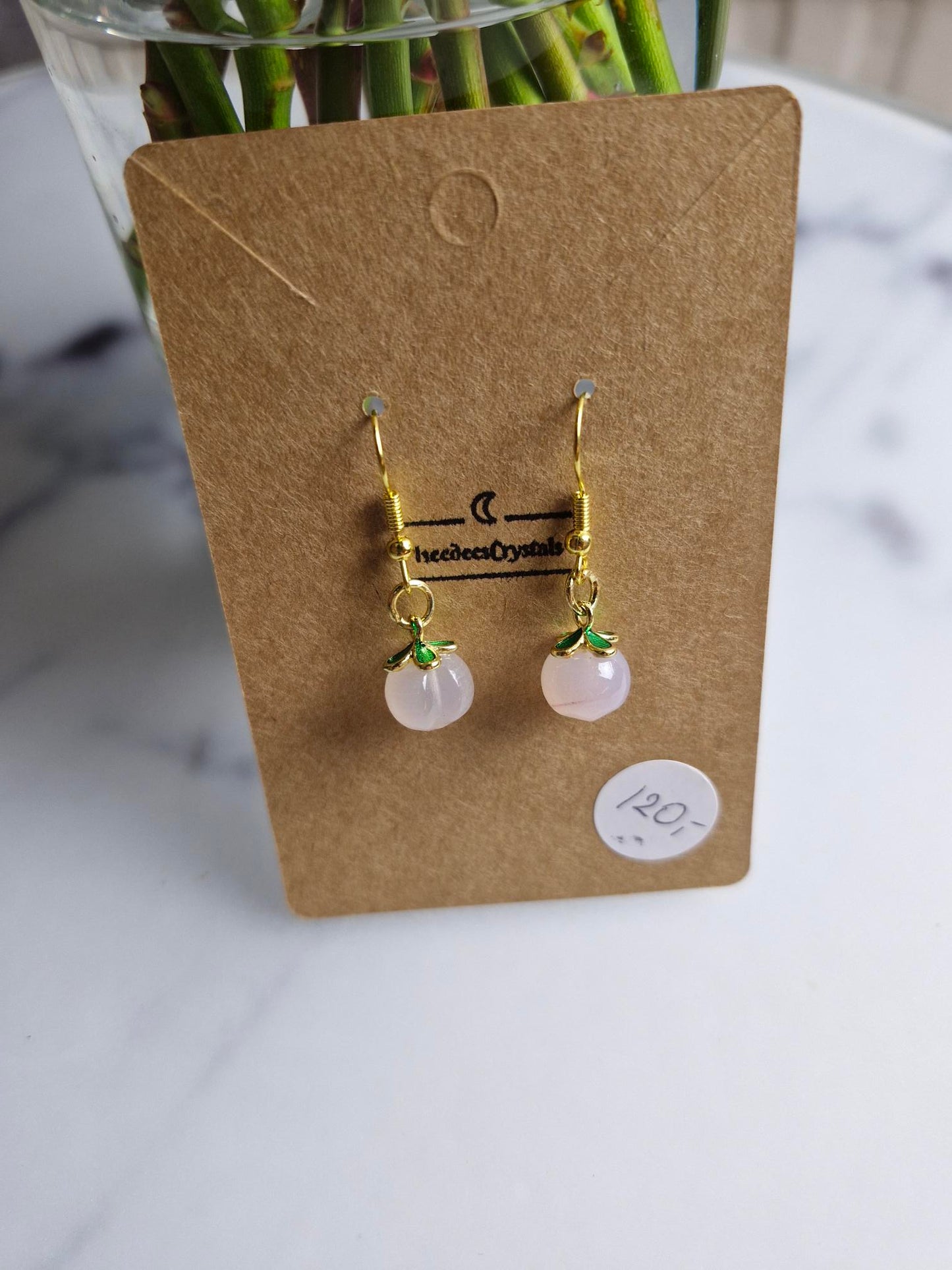 Stainless Steel Gold "Yanyuan Agate Peach" Earrings