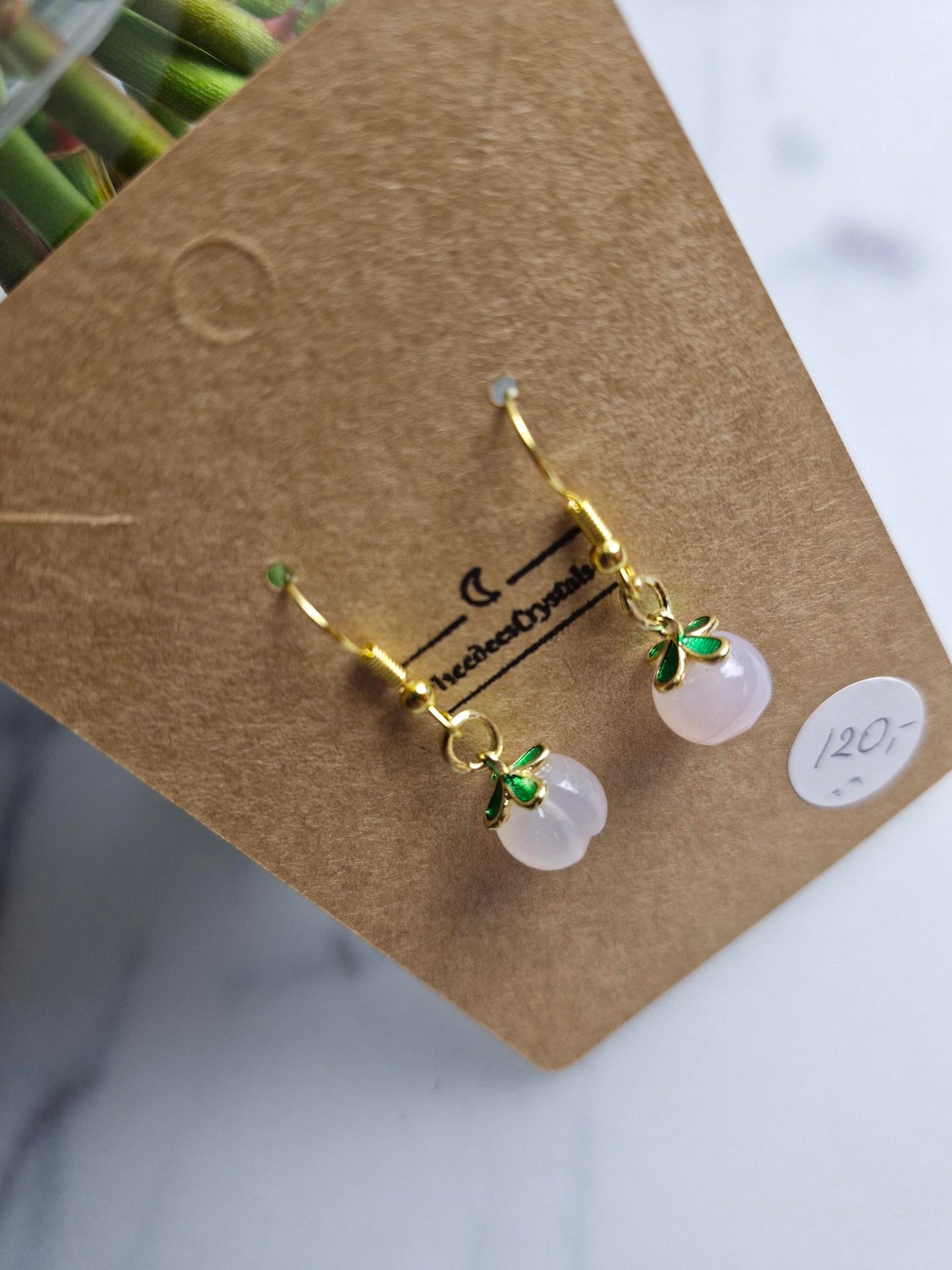 Stainless Steel Gold "Yanyuan Agate Peach" Earrings