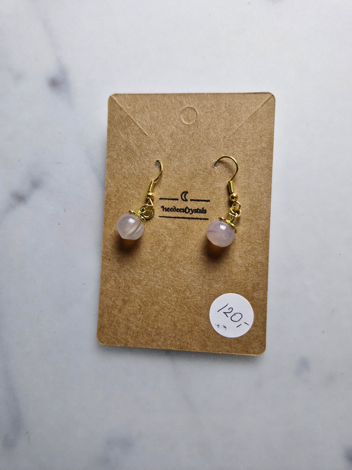 Stainless Steel Gold "Yanyuan Agate Peach" Earrings