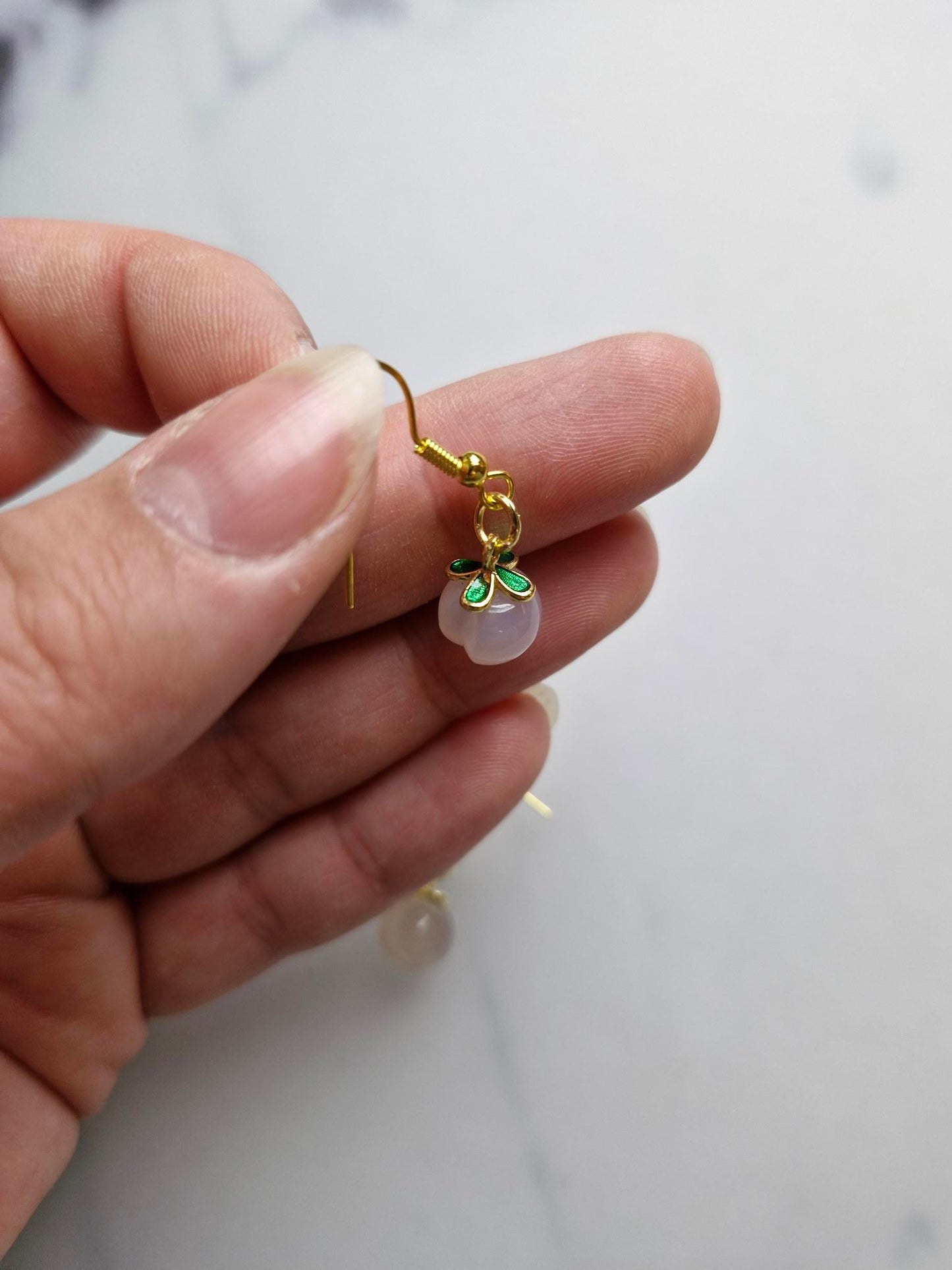 Stainless Steel Gold "Yanyuan Agate Peach" Earrings