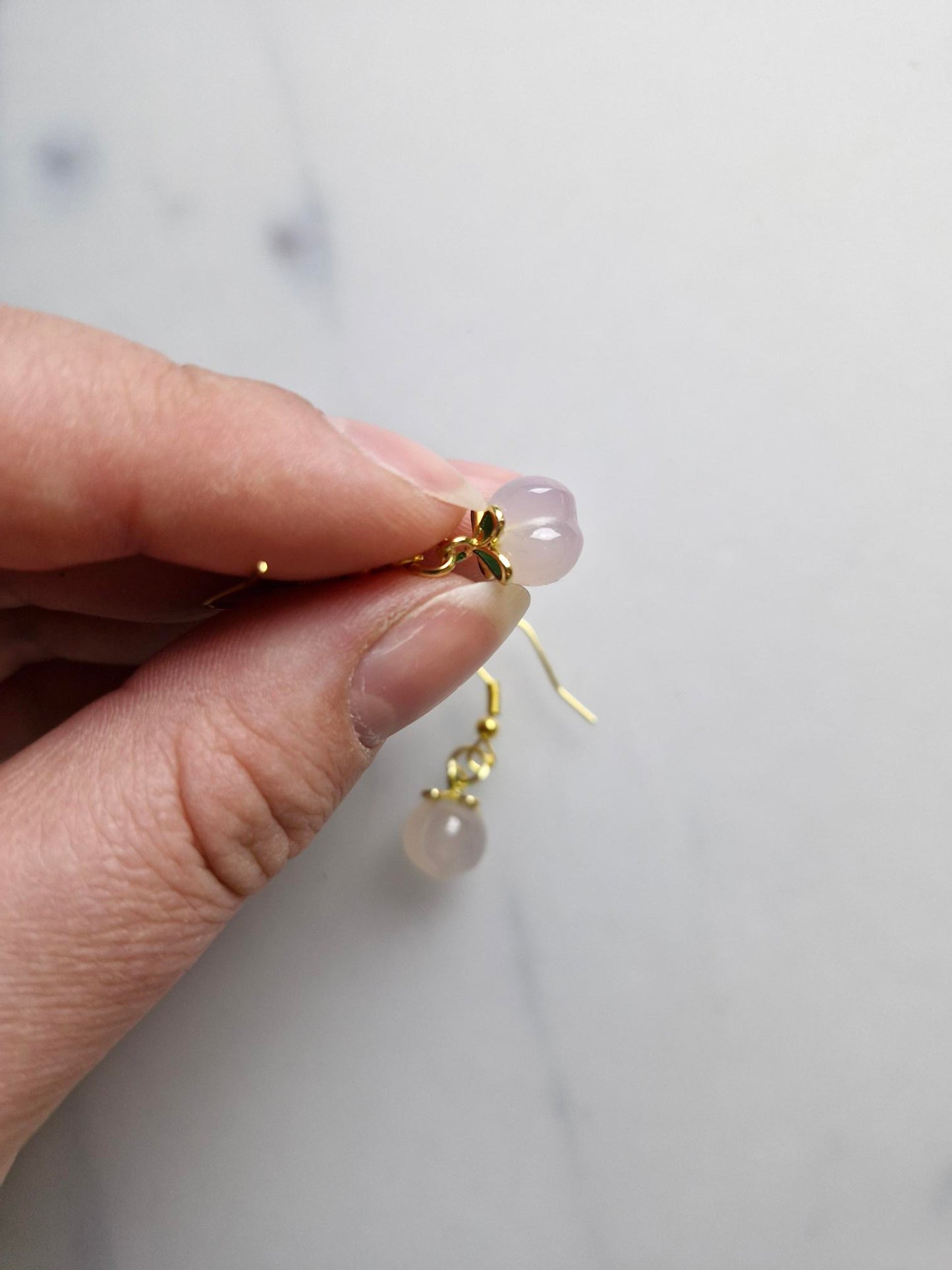 Stainless Steel Gold "Yanyuan Agate Peach" Earrings