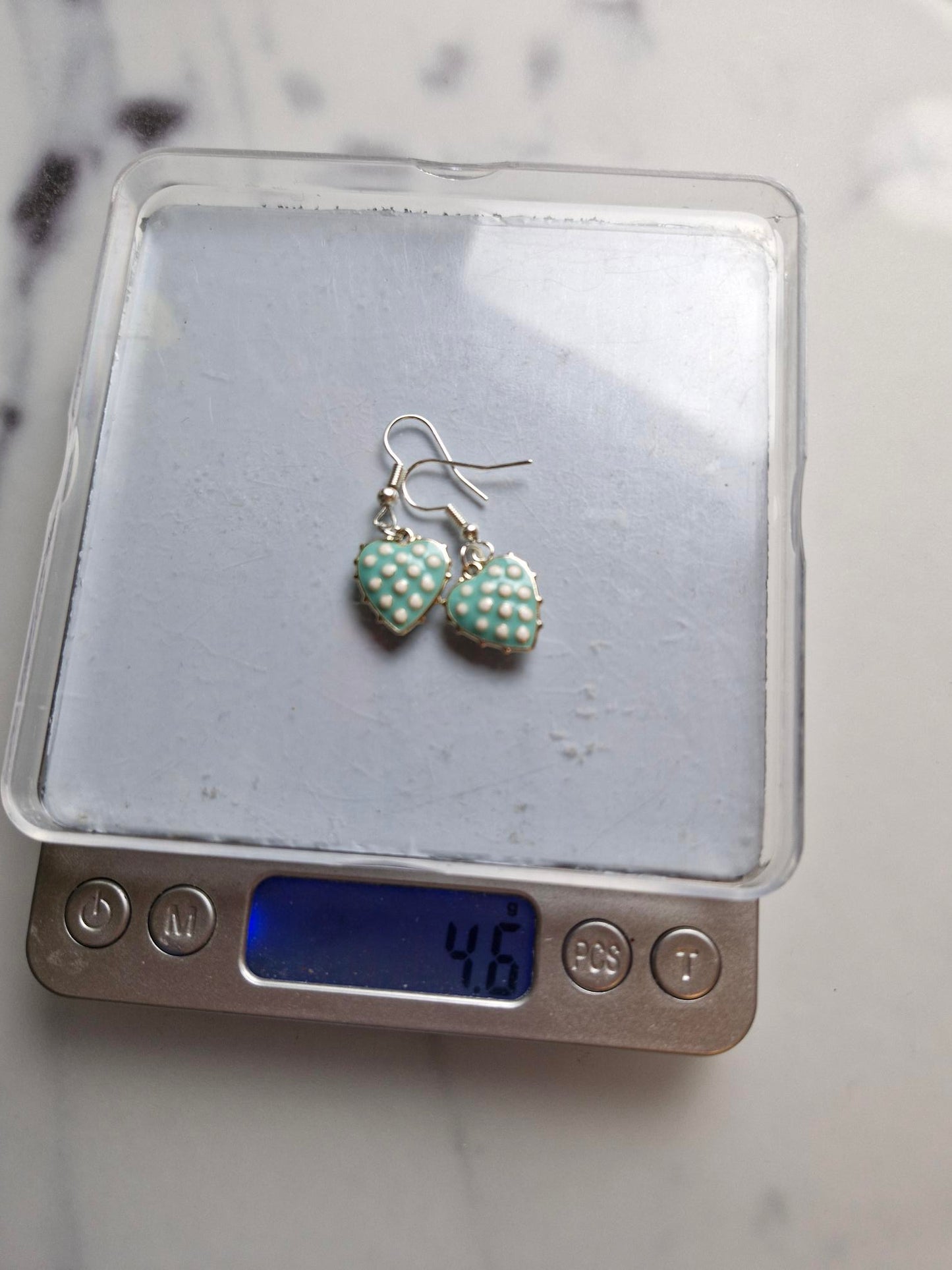 Stainless Steel Silver "Blue Heart" Earrings