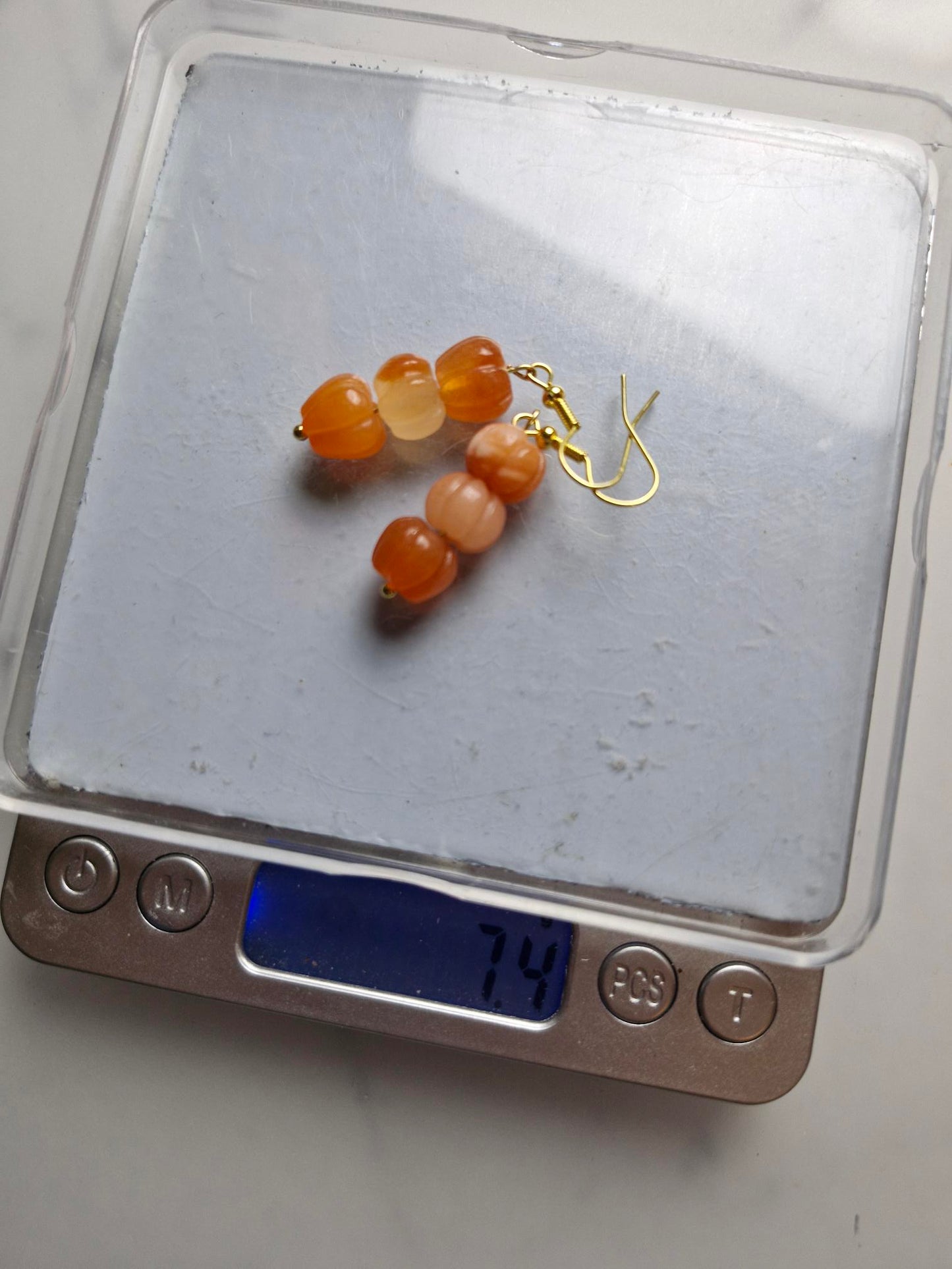 Stainless Steel Gold "Gold Silk Jade Pumpkin" Earrings