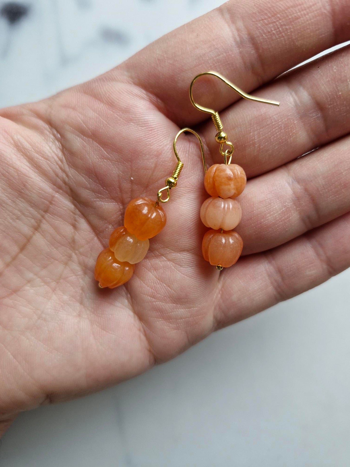 Stainless Steel Gold "Gold Silk Jade Pumpkin" Earrings