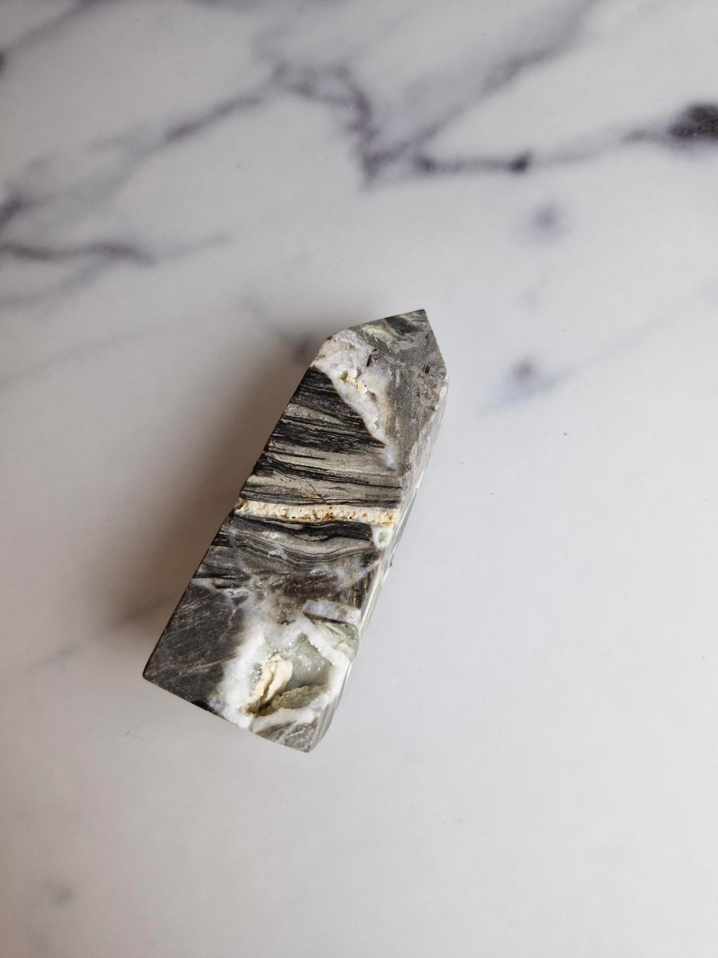 Sphalerite Tower with Sparkling Druzy