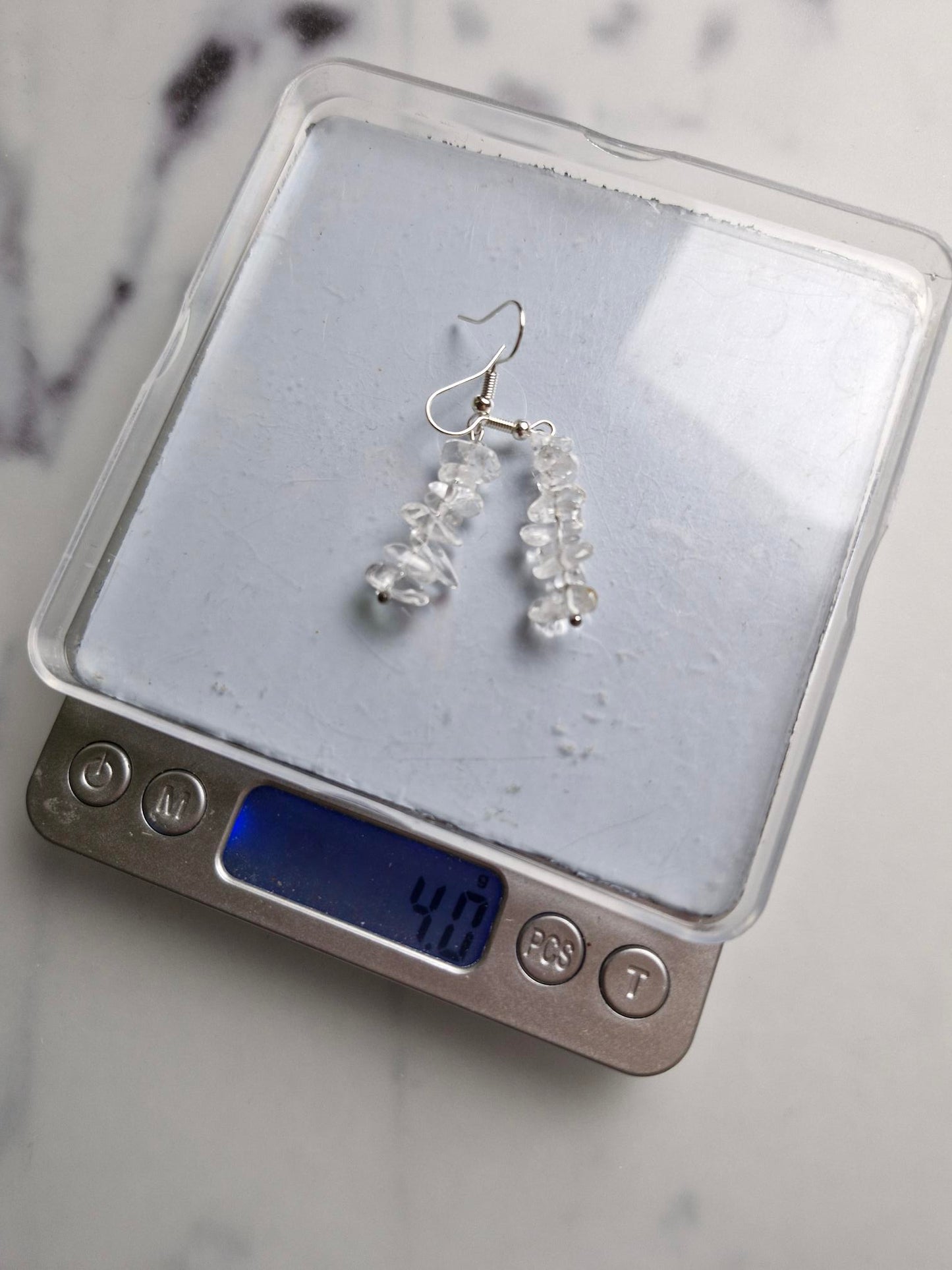 Stainless Steel Silver "Clear Quartz" Earrings