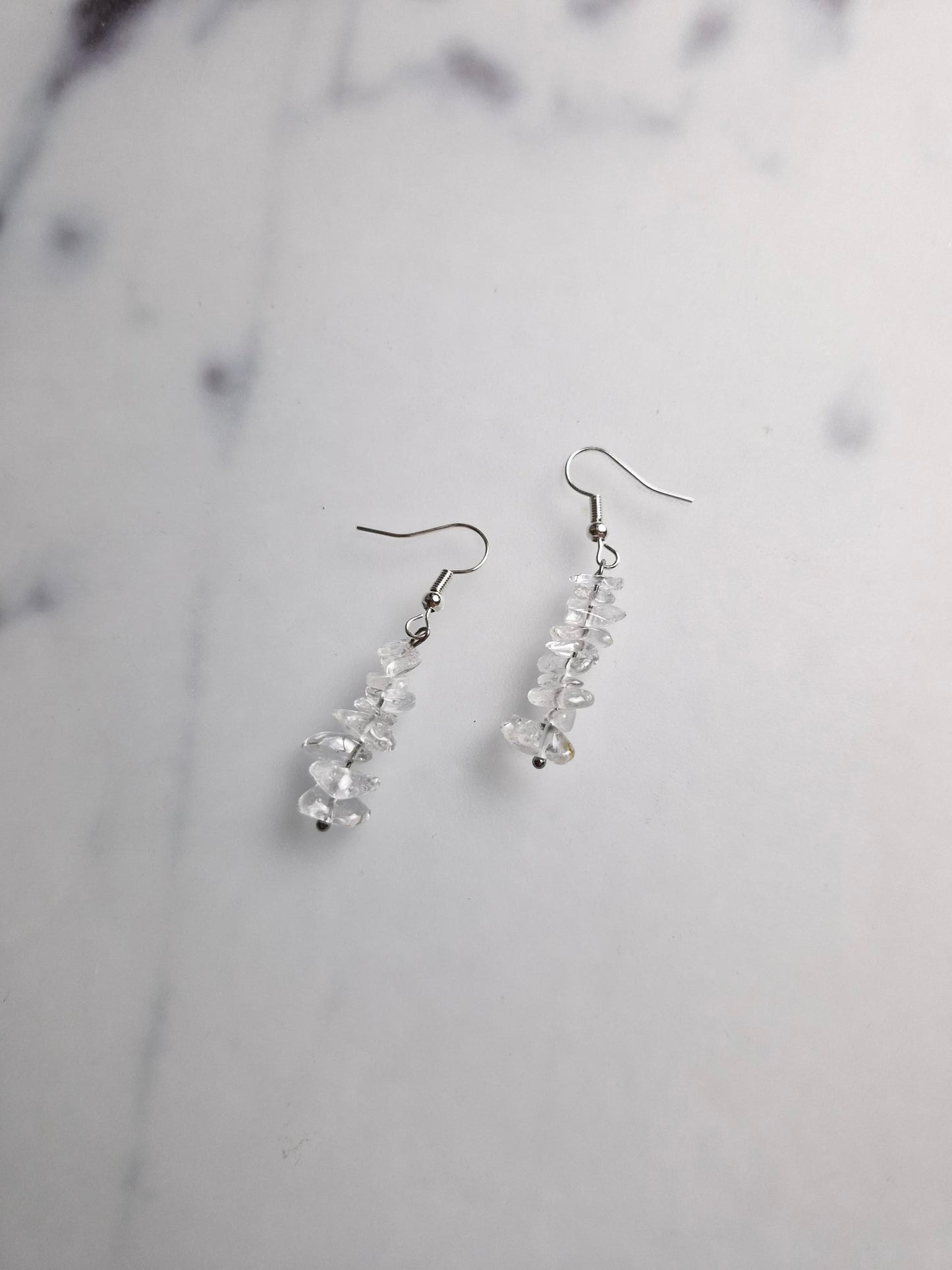 Stainless Steel Silver "Clear Quartz" Earrings