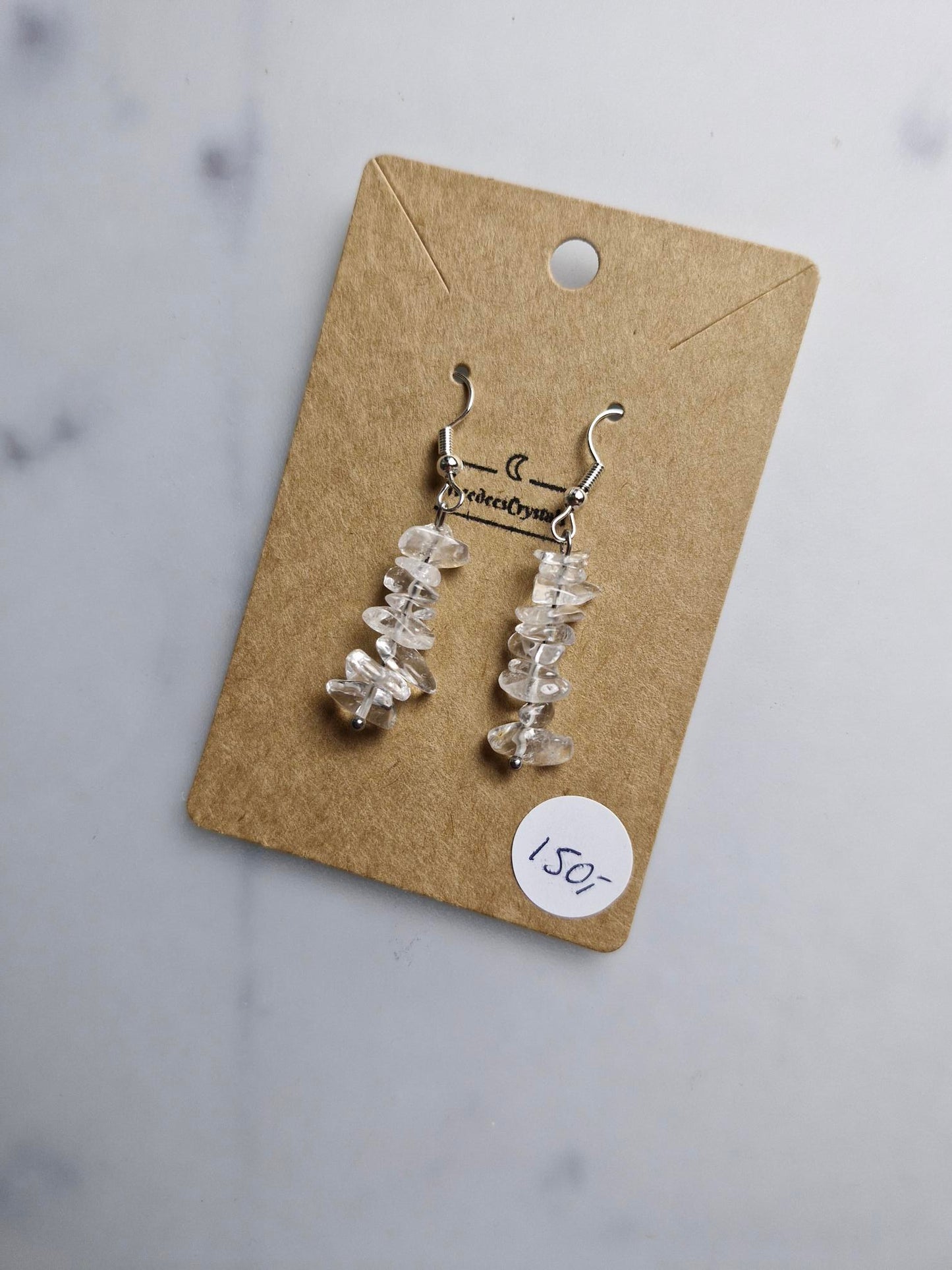 Stainless Steel Silver "Clear Quartz" Earrings