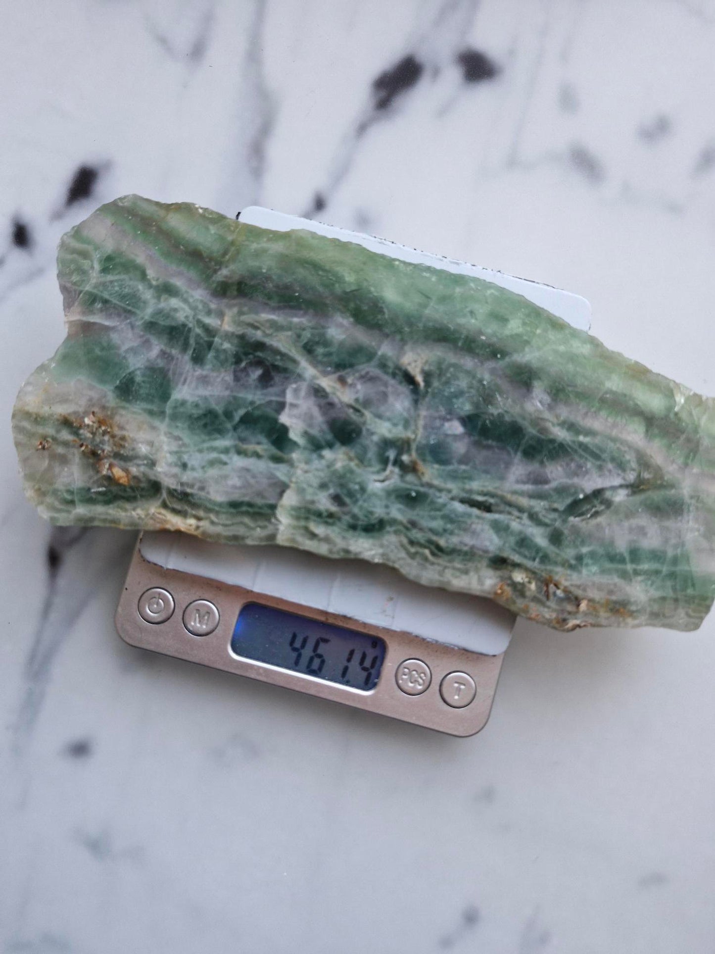Green and Purple Banded Fluorite Slab