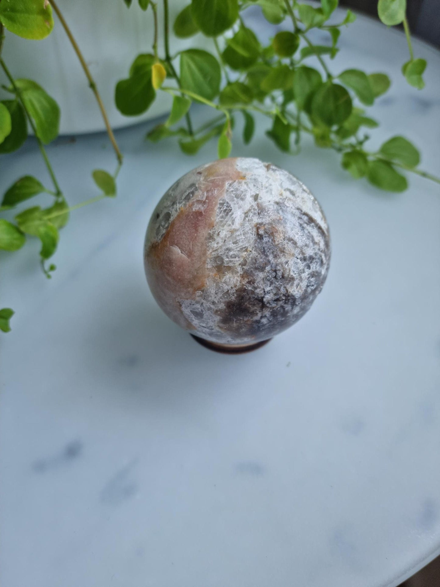 RARE FIND, Gorgeous Sphalerite Quartz Jasper Druzy Sphere With Iron Inclusions