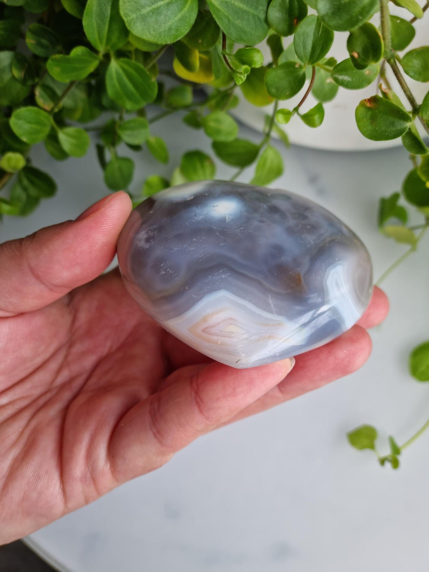 Druzy, Banded Orca Agate Heart