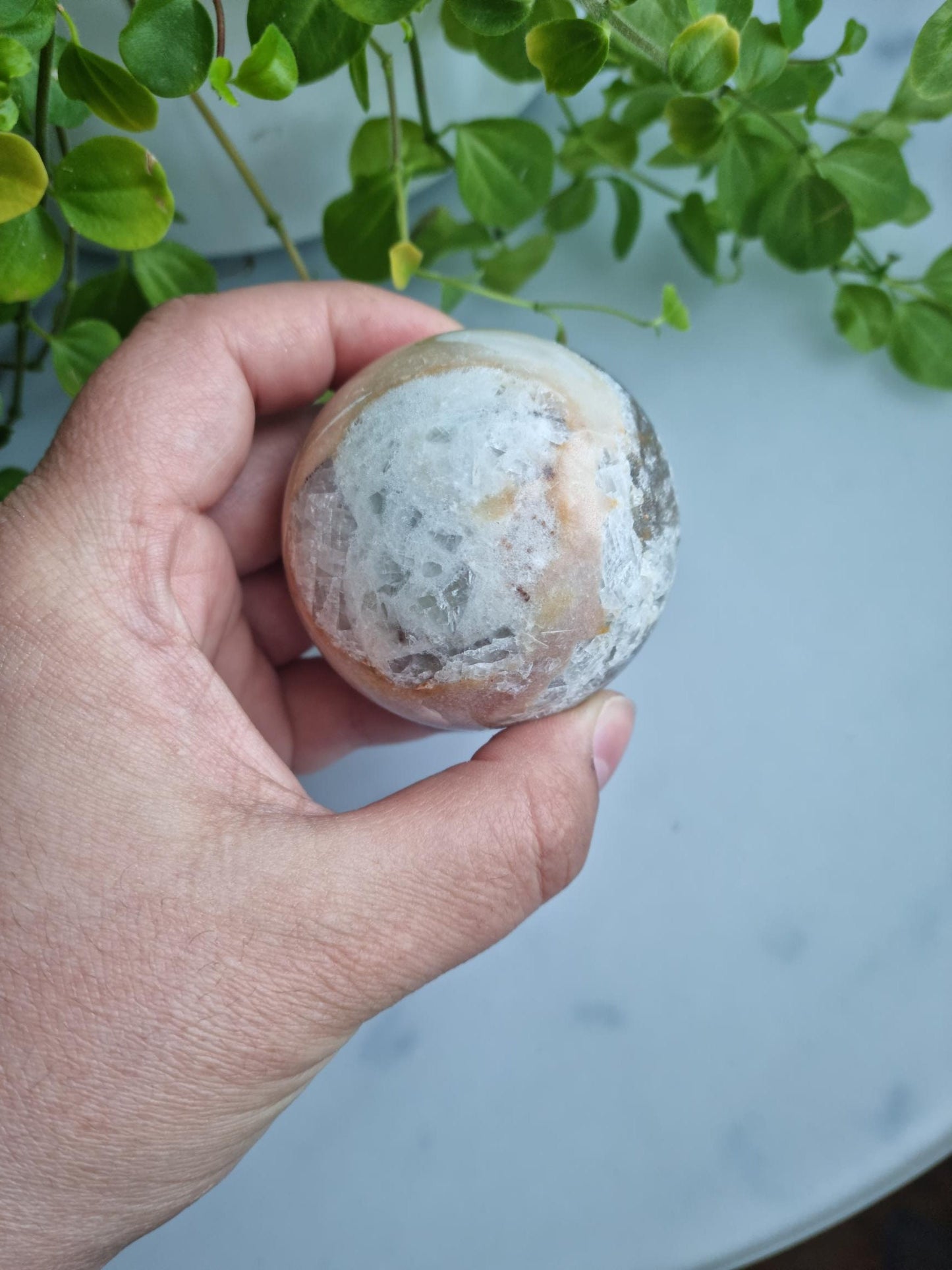 RARE FIND, Gorgeous Sphalerite Quartz Jasper Druzy Sphere With Iron Inclusions