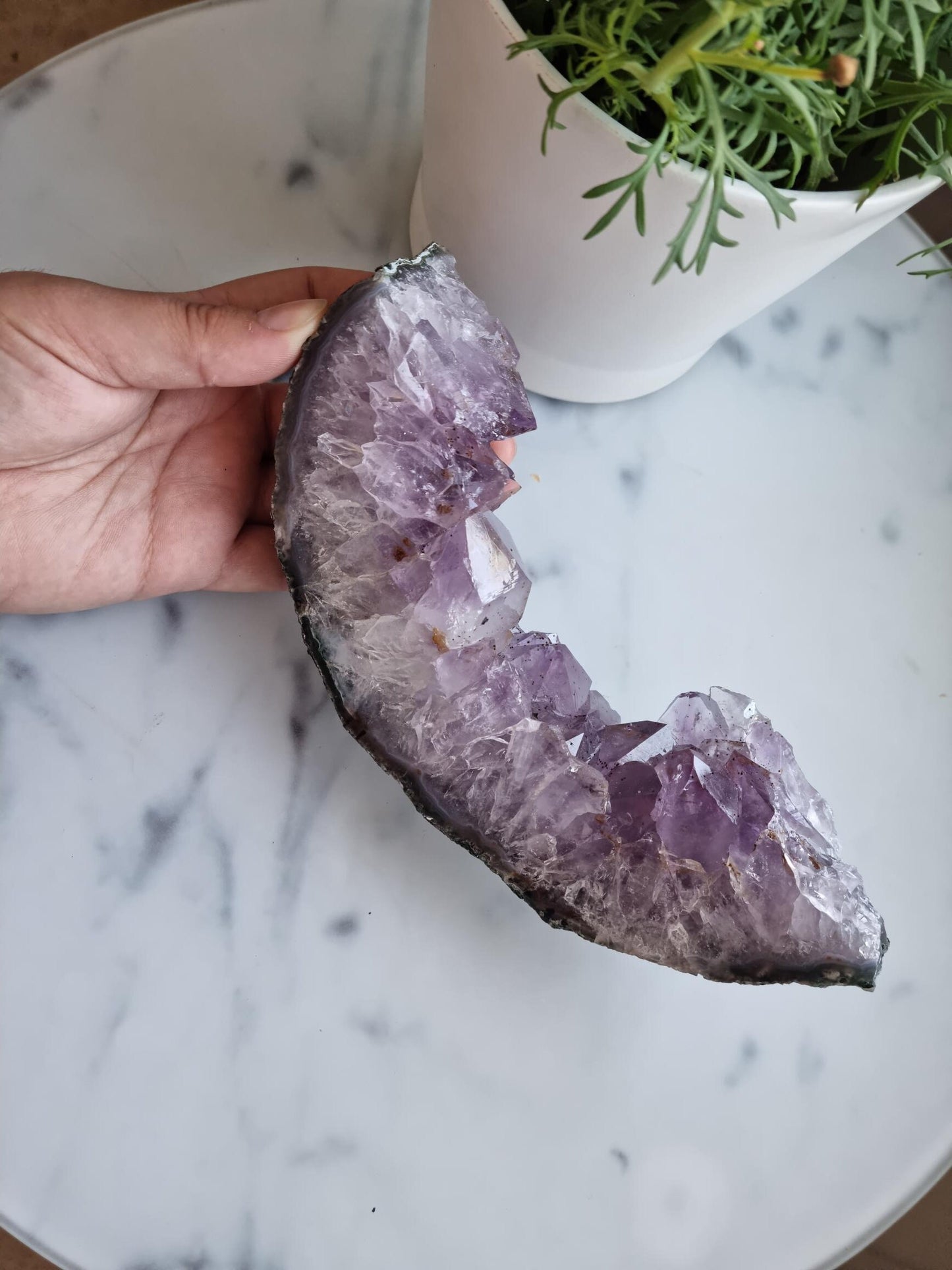 Gorgeous High Grade Amethyst With Banded Agate Base And Golden Healer, Filled With Rainbows