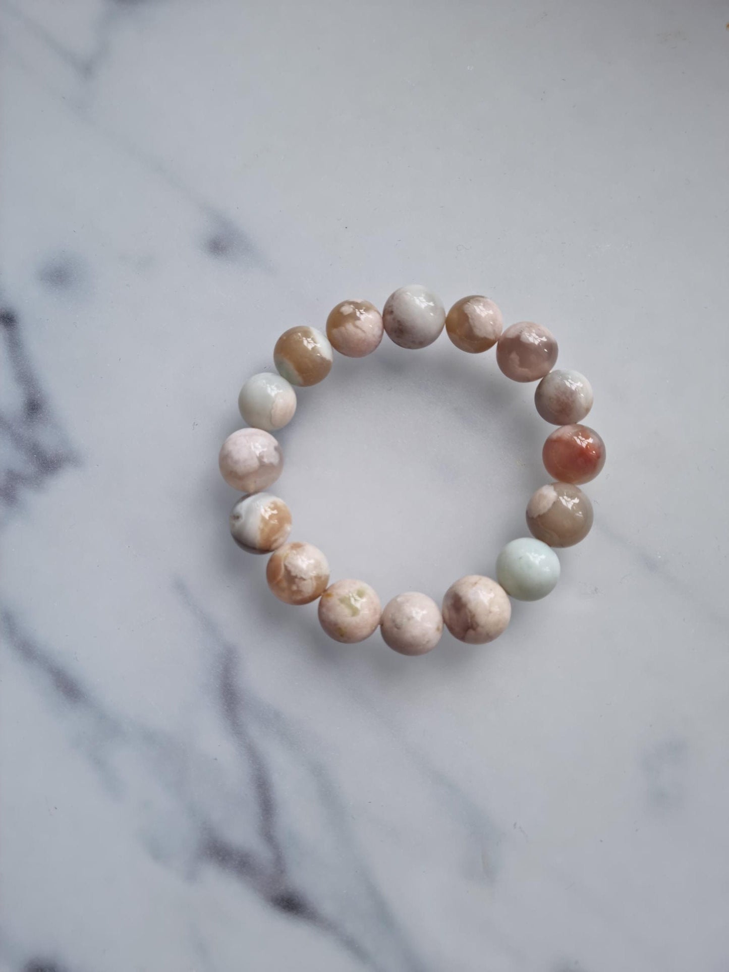 Gorgeous Green Flower Agate Bracelet
