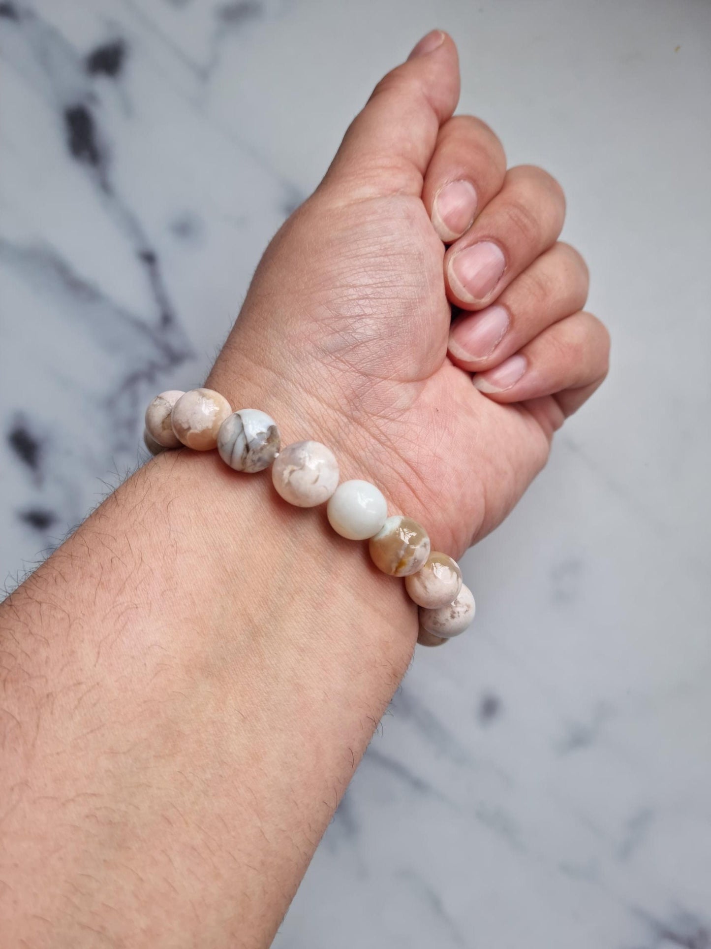 Gorgeous Green Flower Agate Bracelet