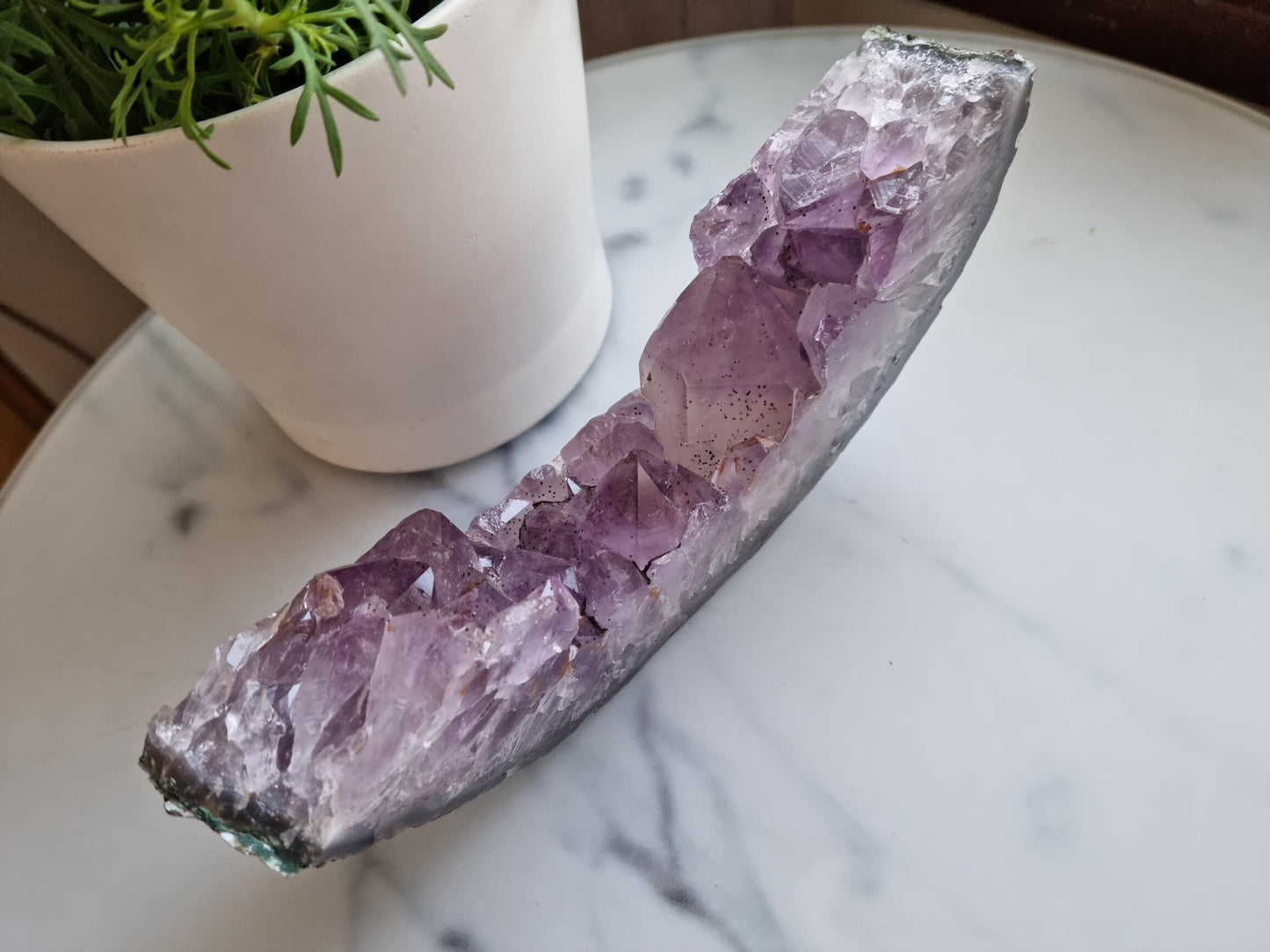 Gorgeous High Grade Amethyst With Banded Agate Base And Golden Healer, Filled With Rainbows