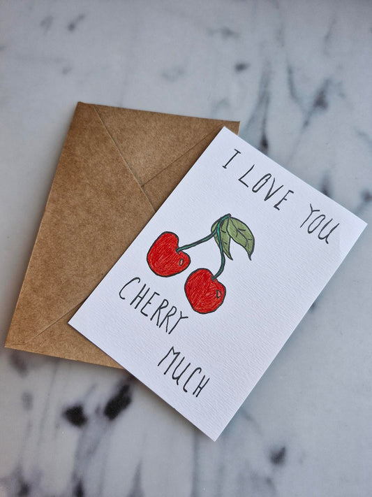 Unique Handmade Greeting Card "Cherry" with Envelope