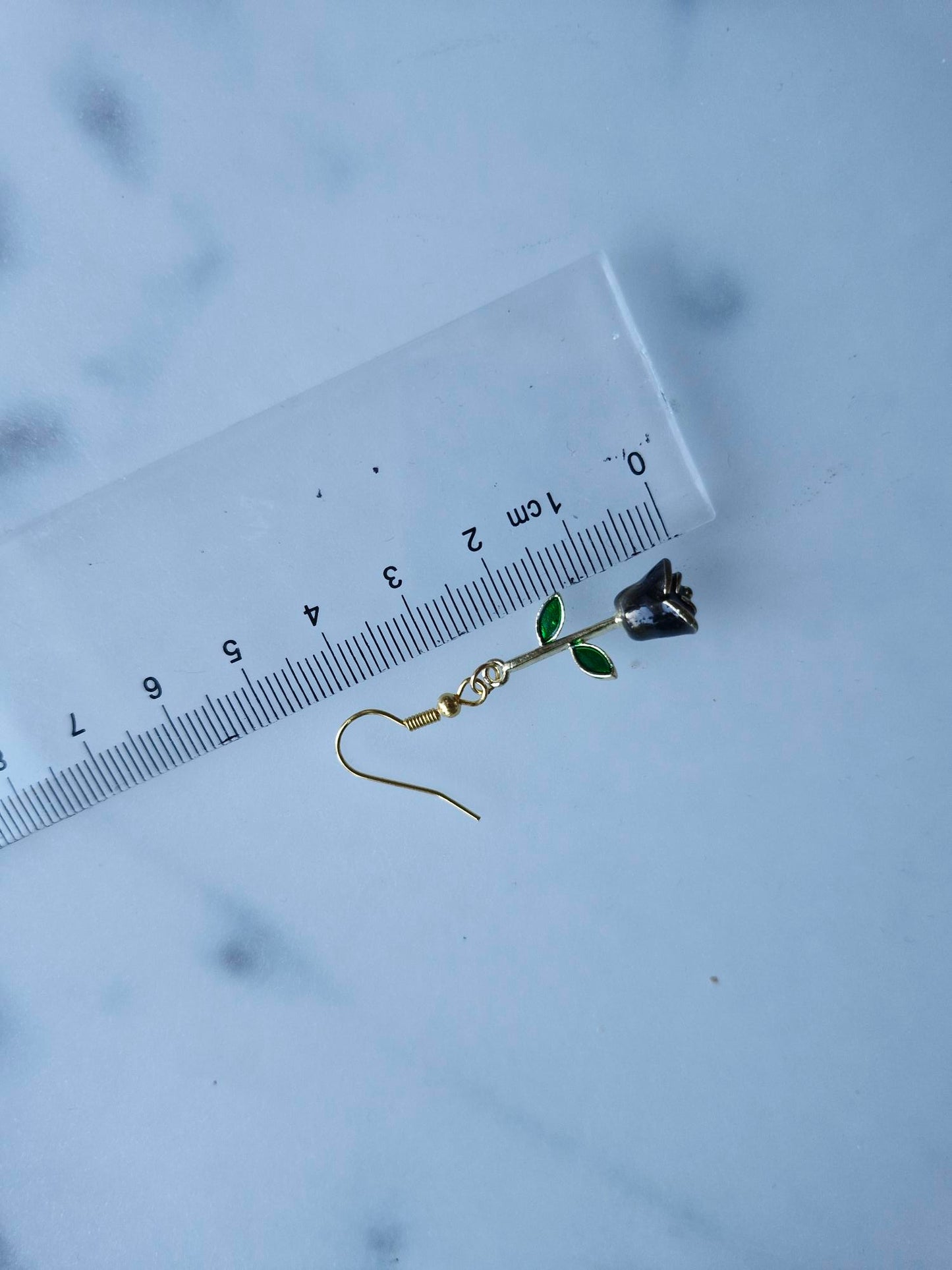 Stainless Steel Gold "Black Rose" Earrings