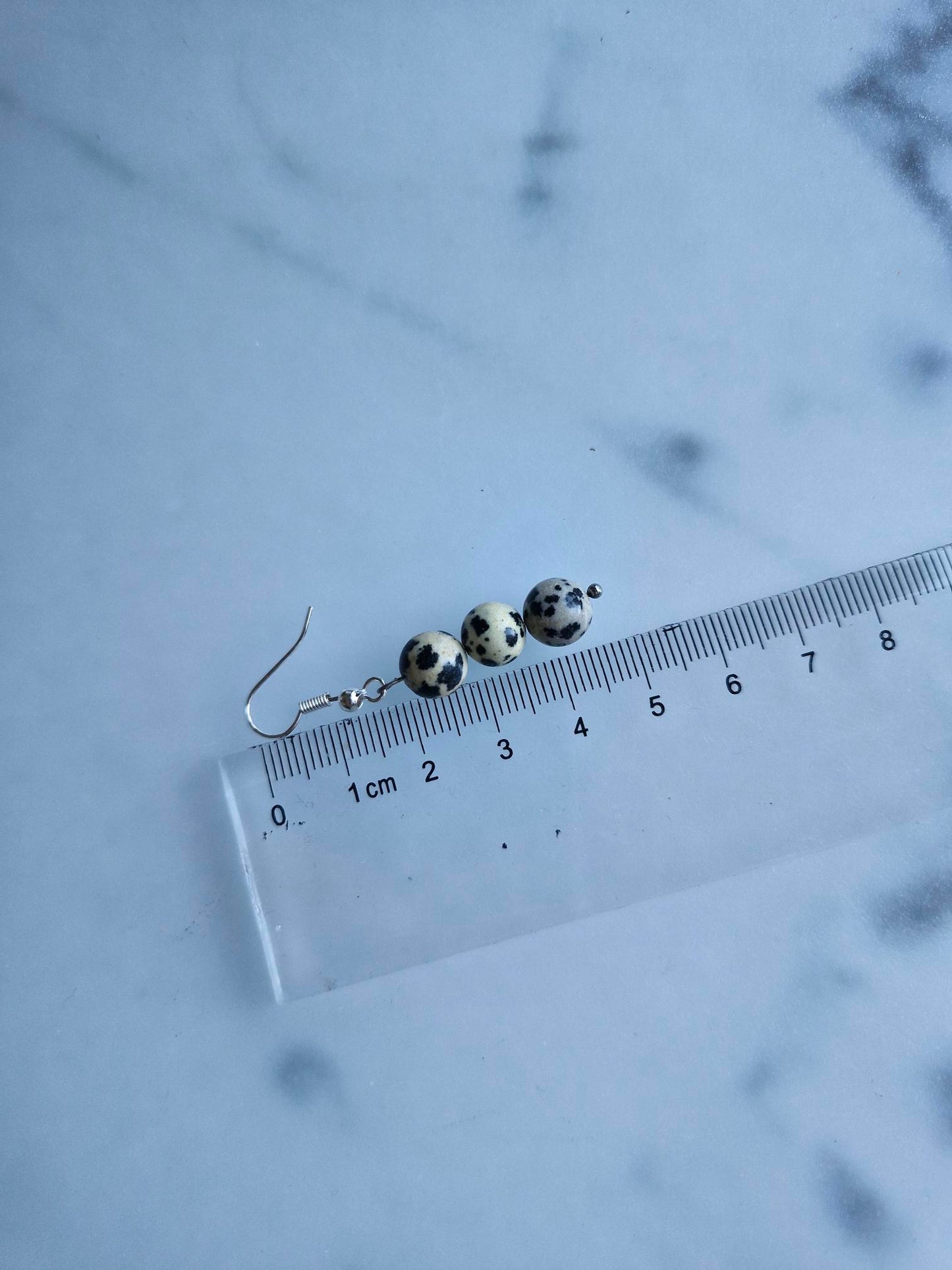 Stainless Steel Silver "Dalmatian Jasper" Earrings