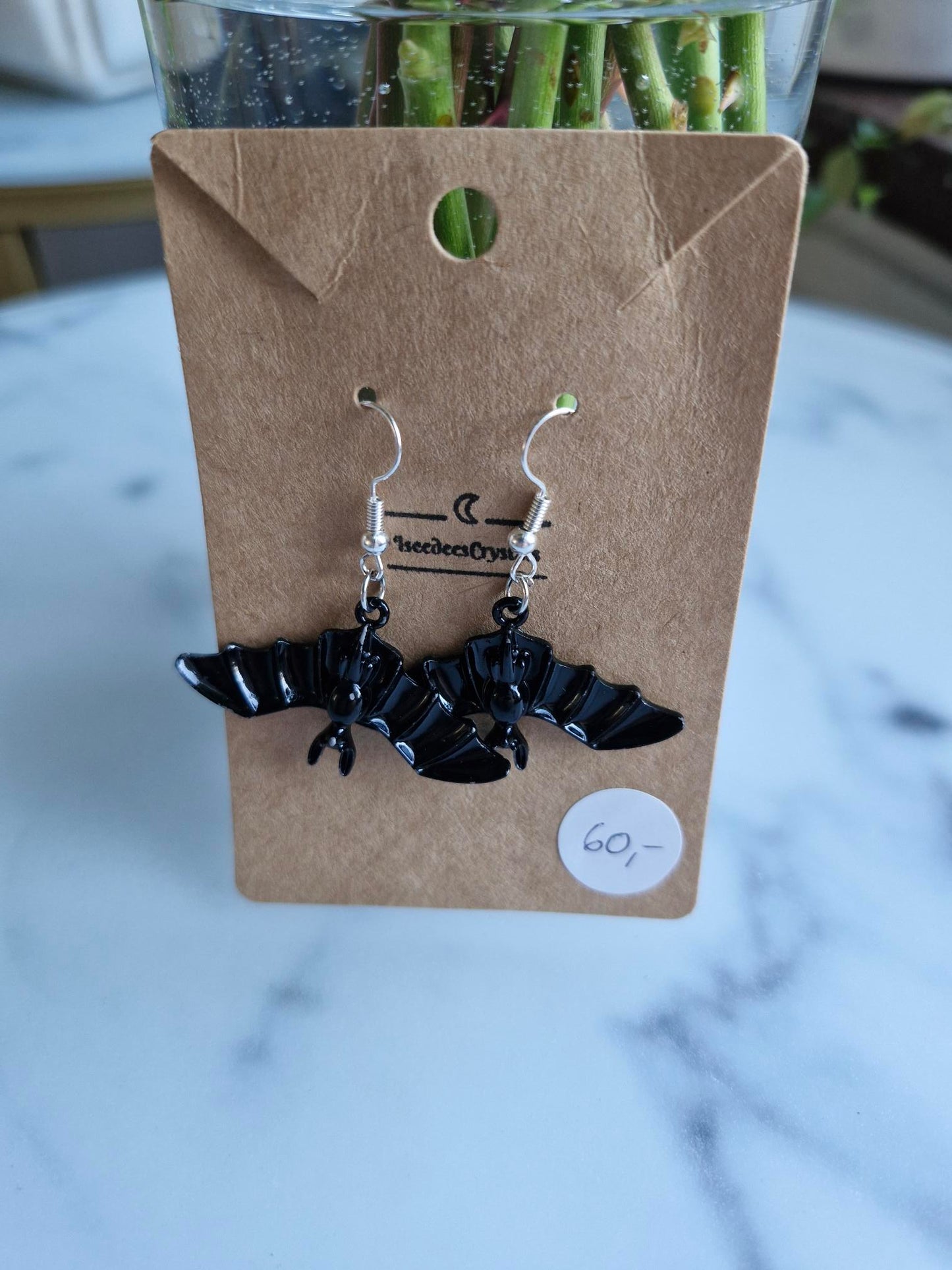Stainless Steel Silver "Bat" Earrings