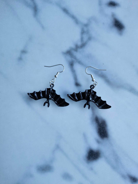 Stainless Steel Silver "Bat" Earrings
