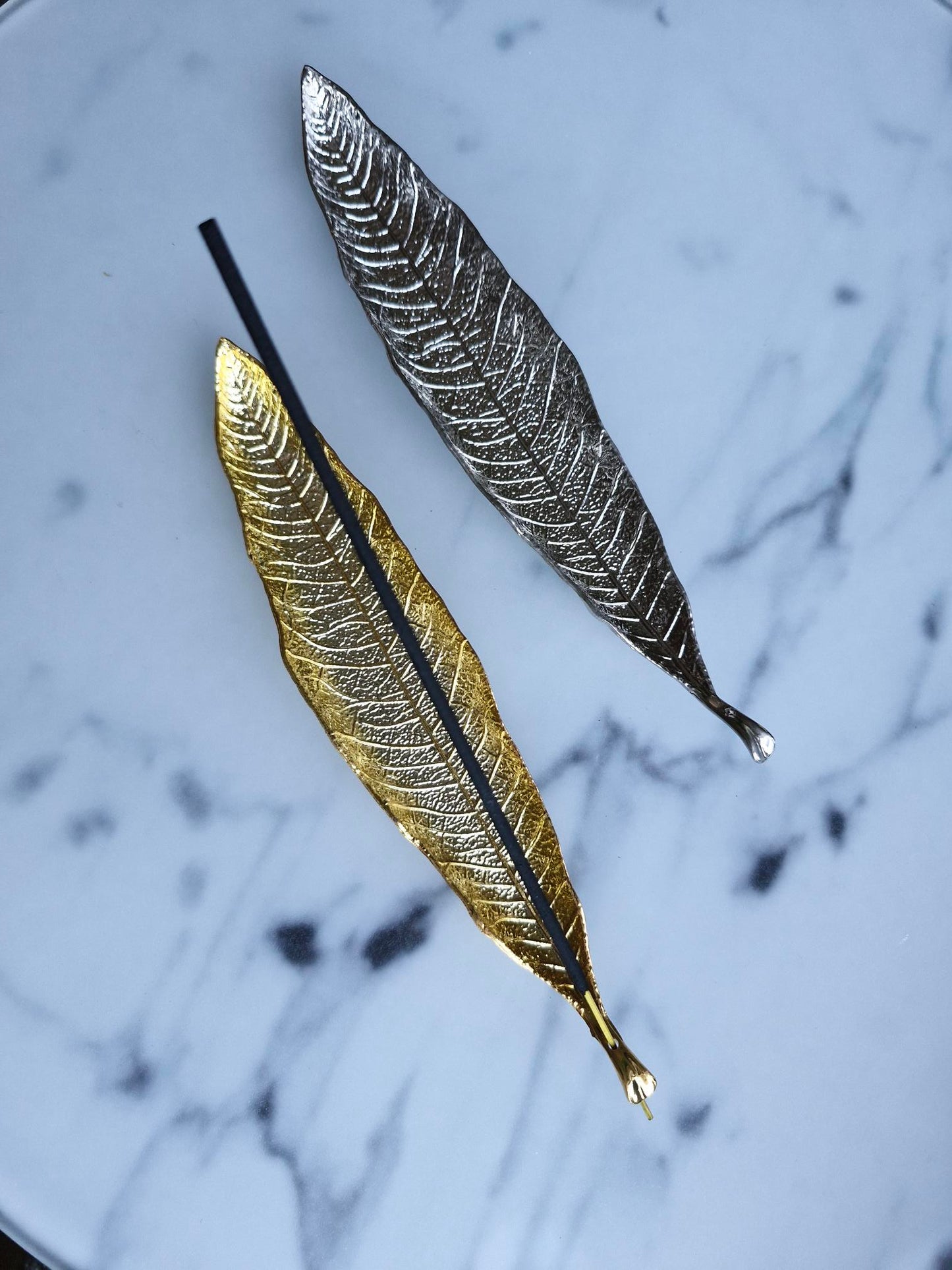 Metal Leaf-Shaped Incense and Trinket Holder