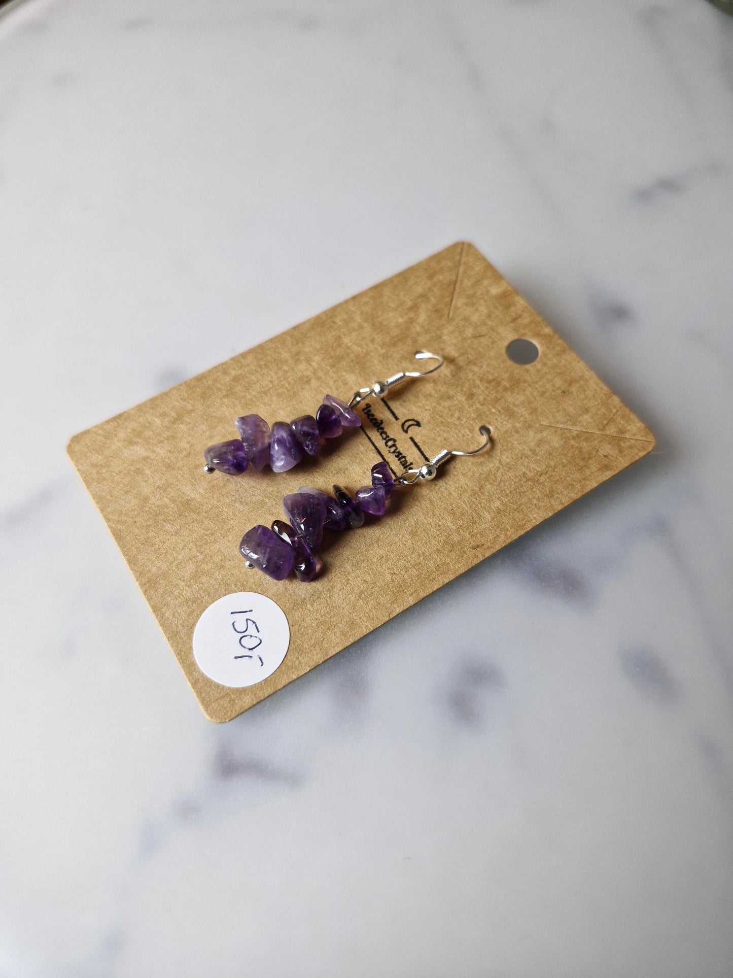 Stainless Steel Silver "Amethyst" Earrings