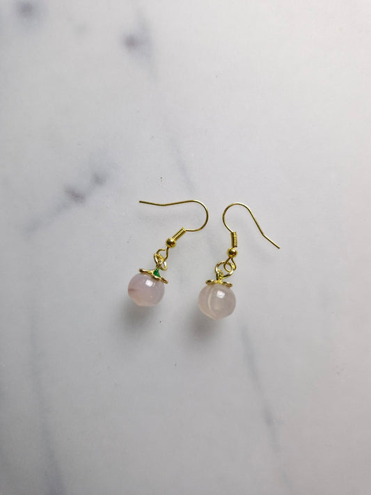 Stainless Steel Gold "Yanyuan Agate Peach" Earrings