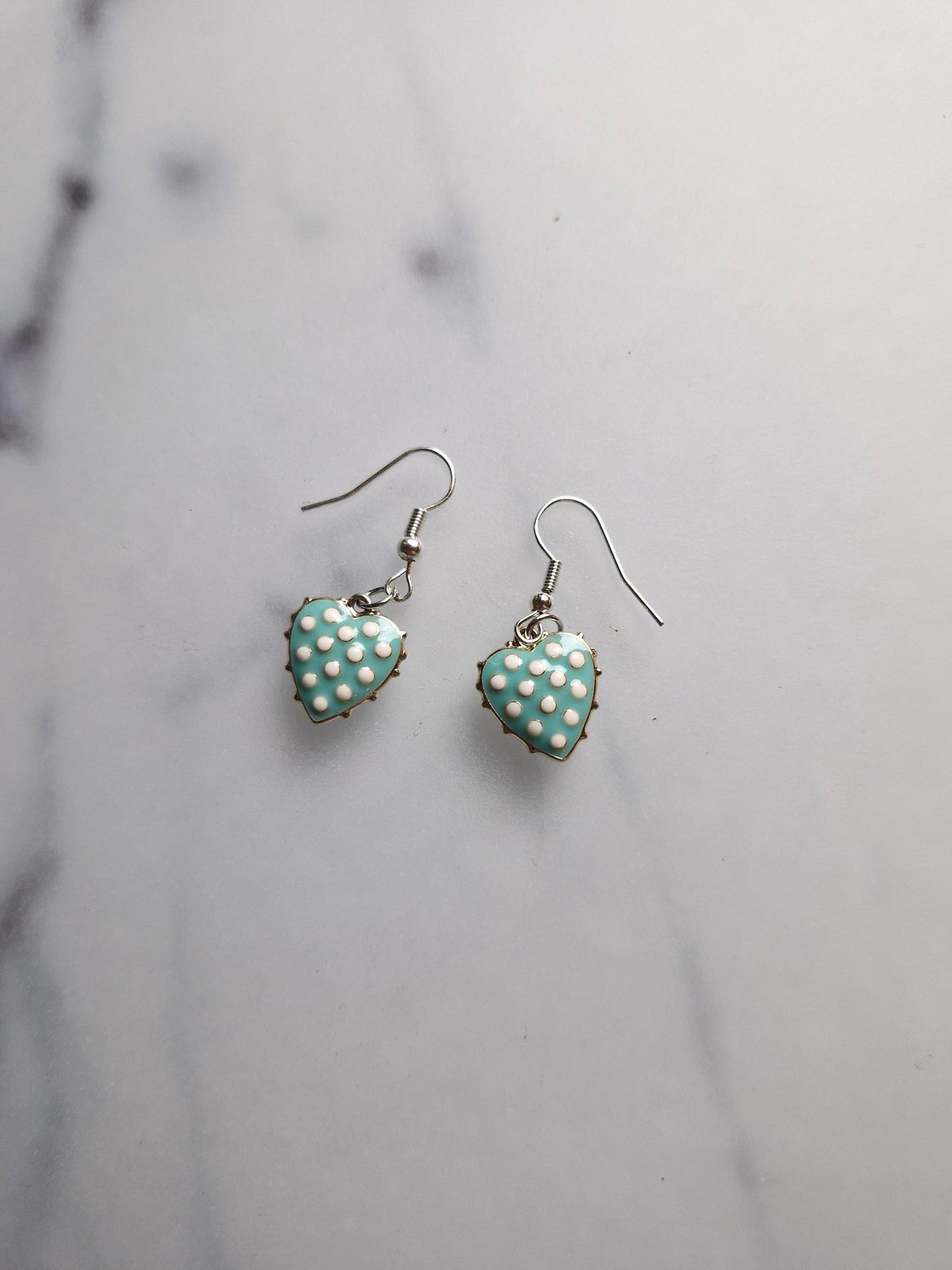 Stainless Steel Silver "Blue Heart" Earrings