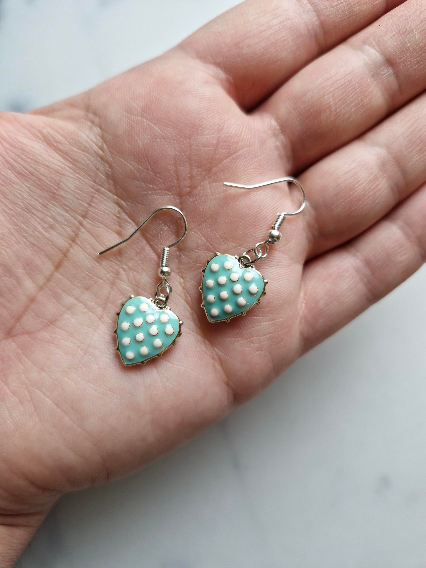 Stainless Steel Silver "Blue Heart" Earrings