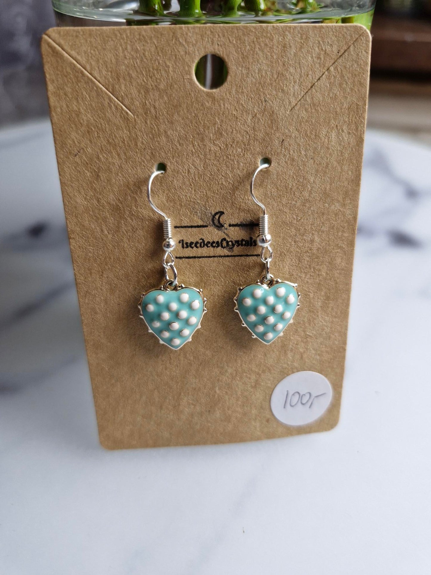 Stainless Steel Silver "Blue Heart" Earrings