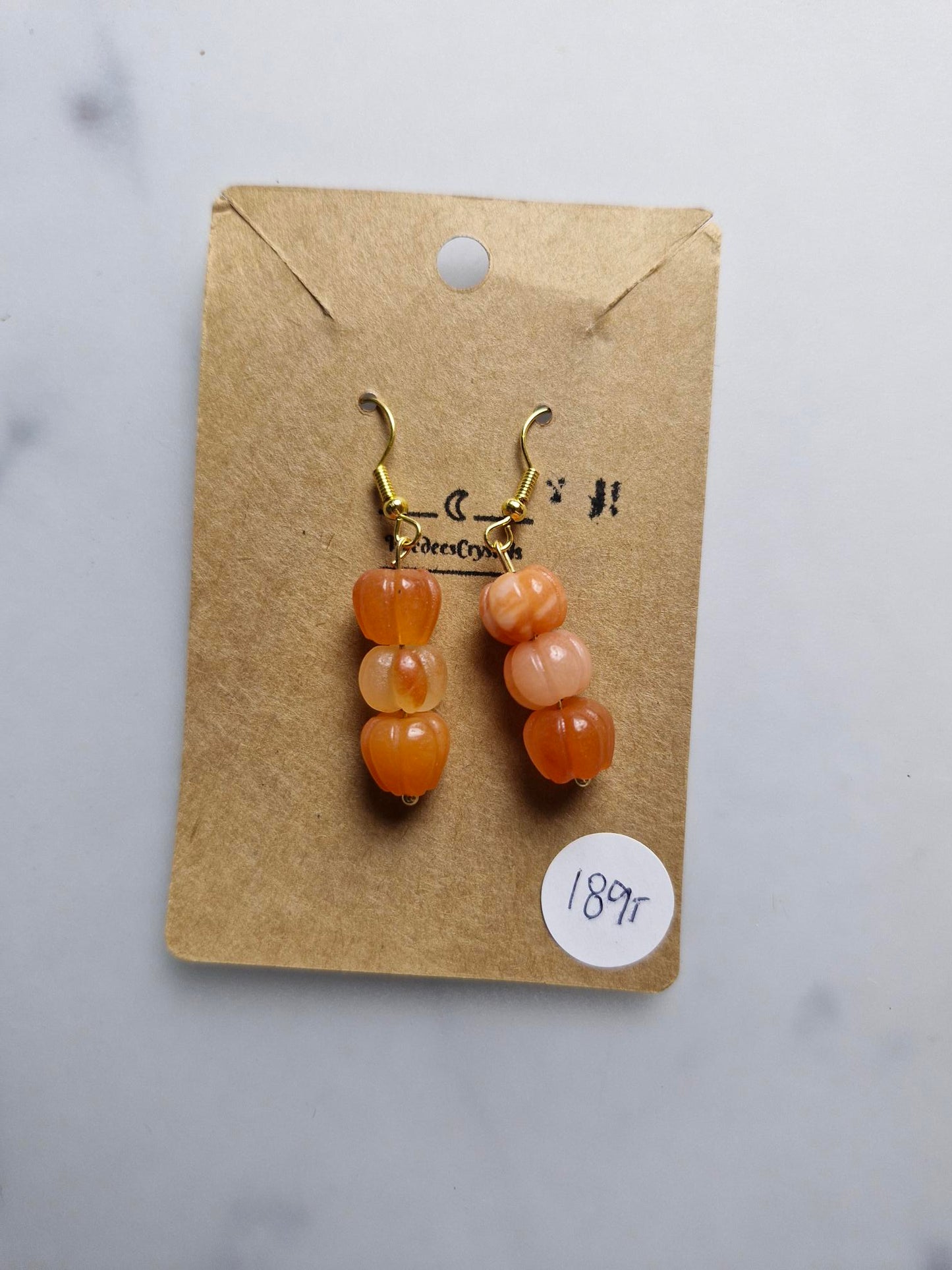 Stainless Steel Gold "Gold Silk Jade Pumpkin" Earrings