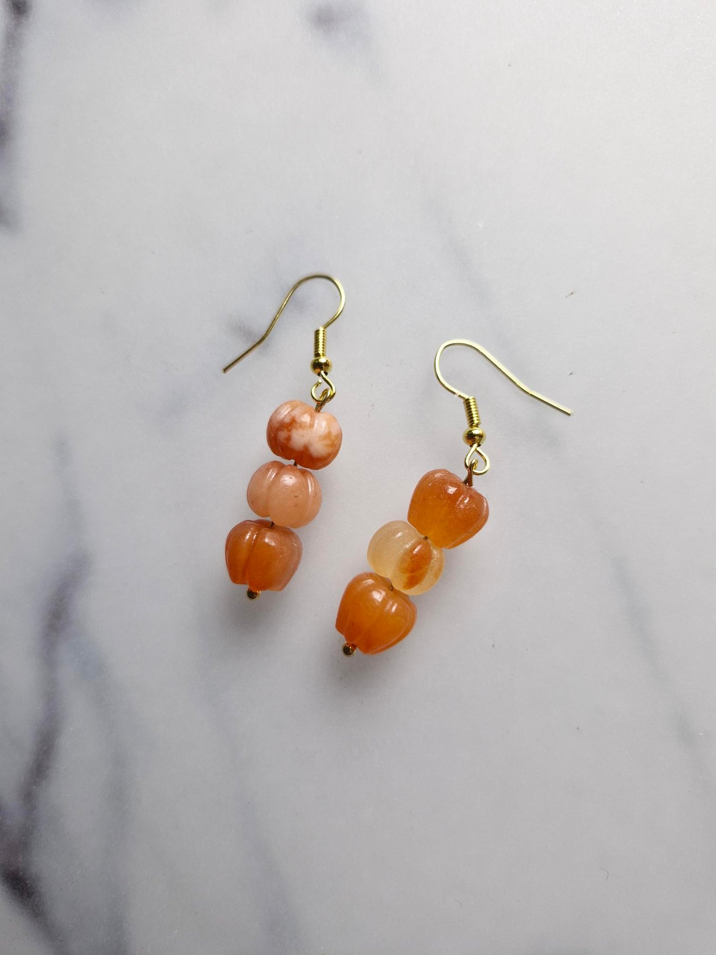 Stainless Steel Gold "Gold Silk Jade Pumpkin" Earrings