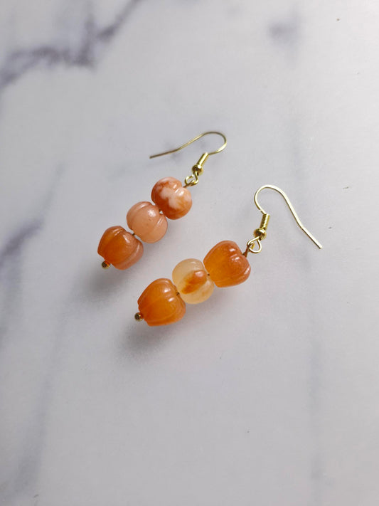 Stainless Steel Gold "Gold Silk Jade Pumpkin" Earrings