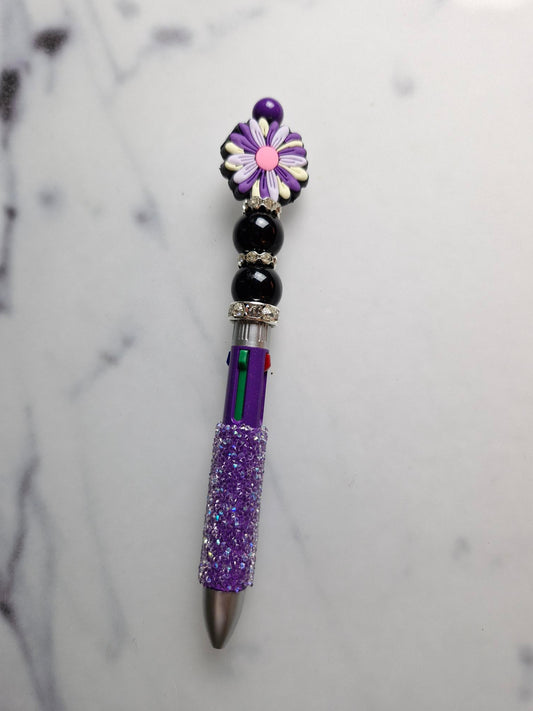 Fancy Pen - Purple Flower, Four Color Ink