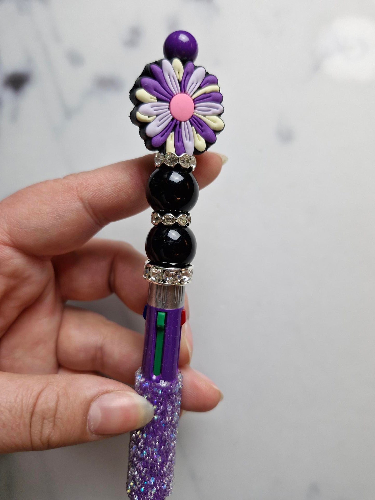 Fancy Pen - Purple Flower, Four Color Ink
