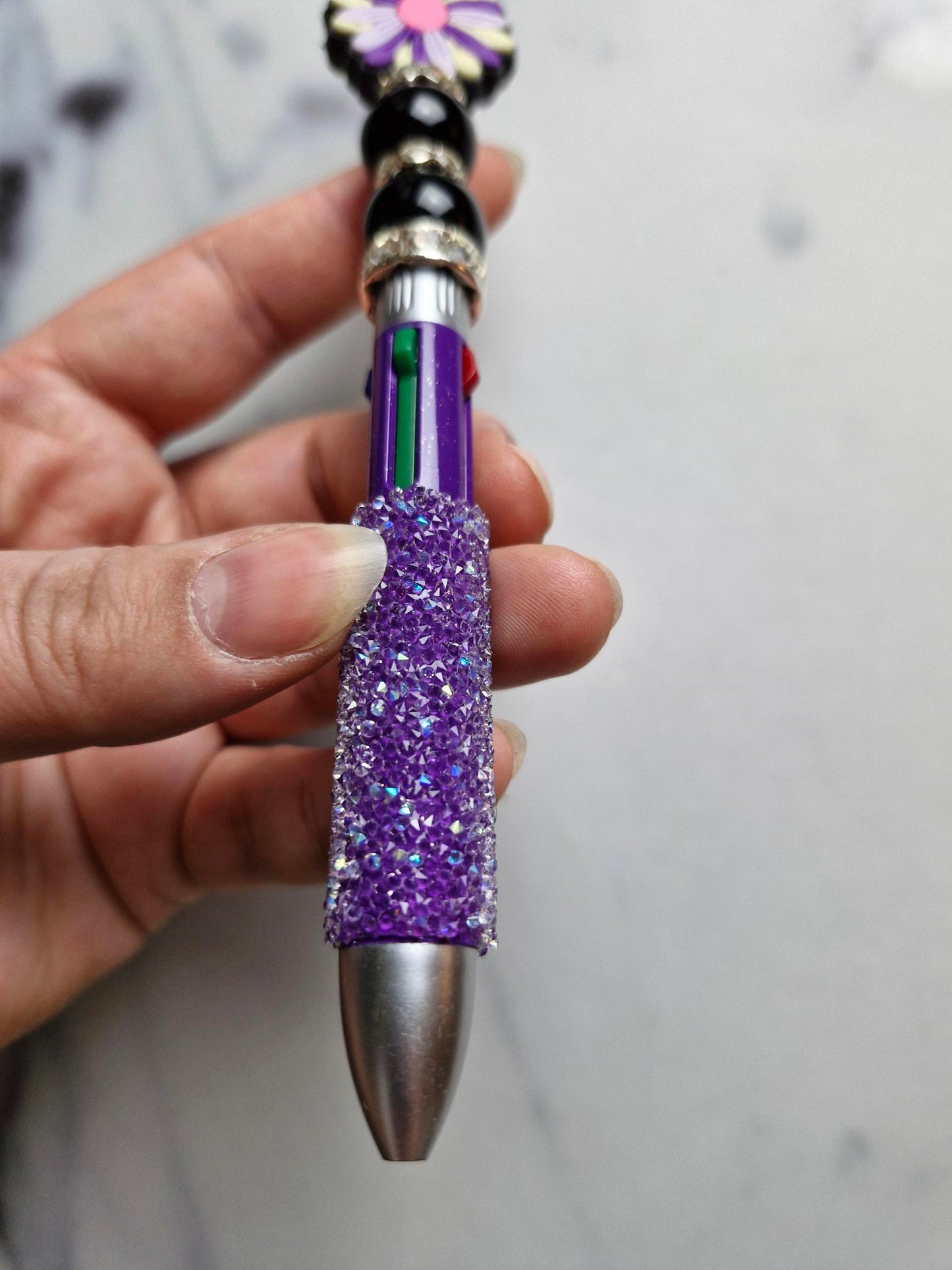 Fancy Pen - Purple Flower, Four Color Ink