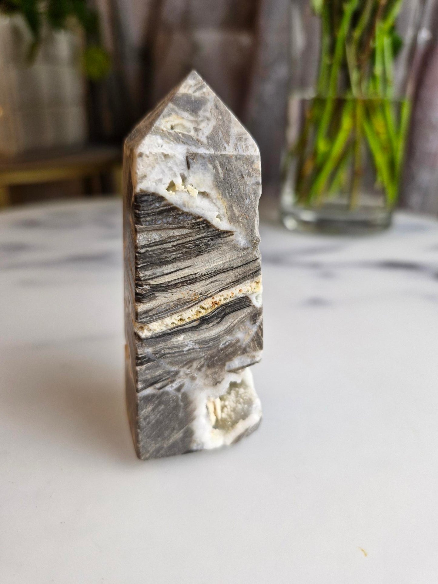 Sphalerite Tower with Sparkling Druzy