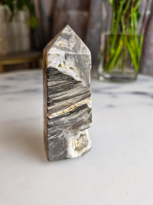 Sphalerite Tower with Sparkling Druzy