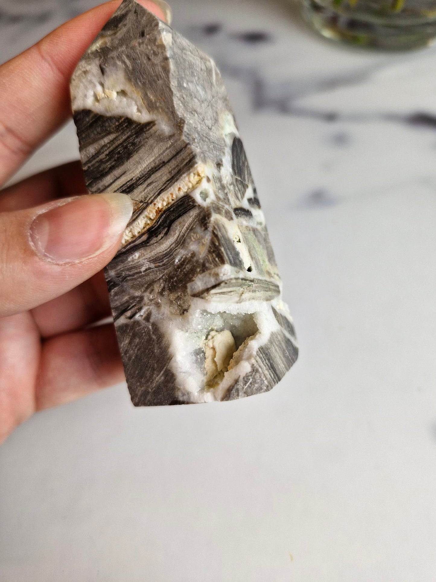 Sphalerite Tower with Sparkling Druzy