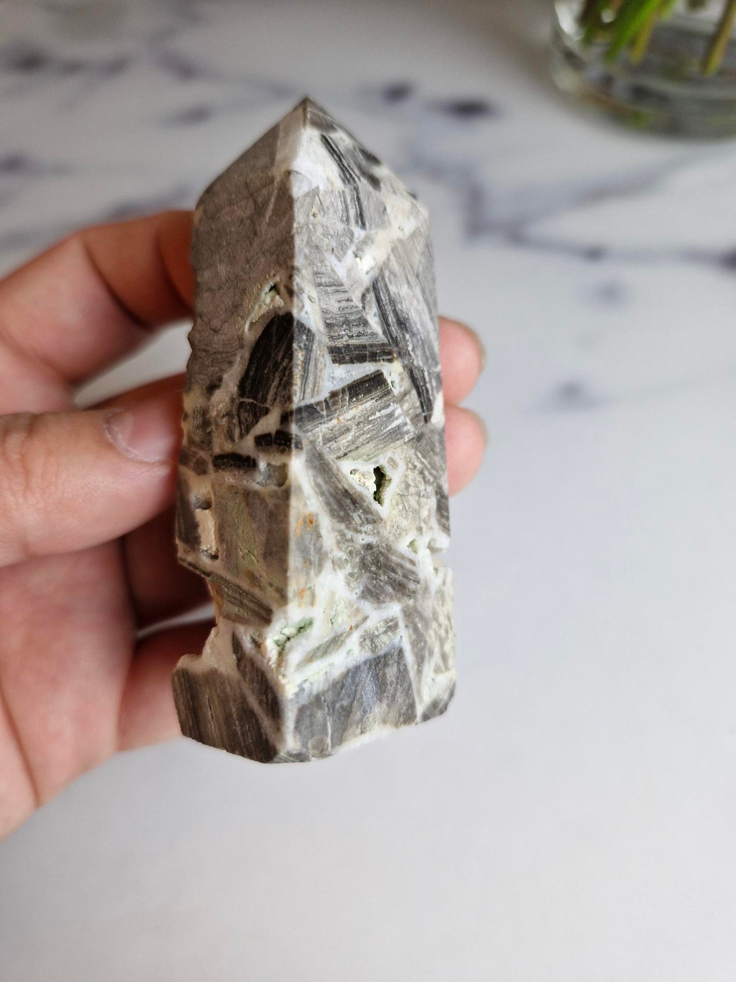 Sphalerite Tower with Sparkling Druzy